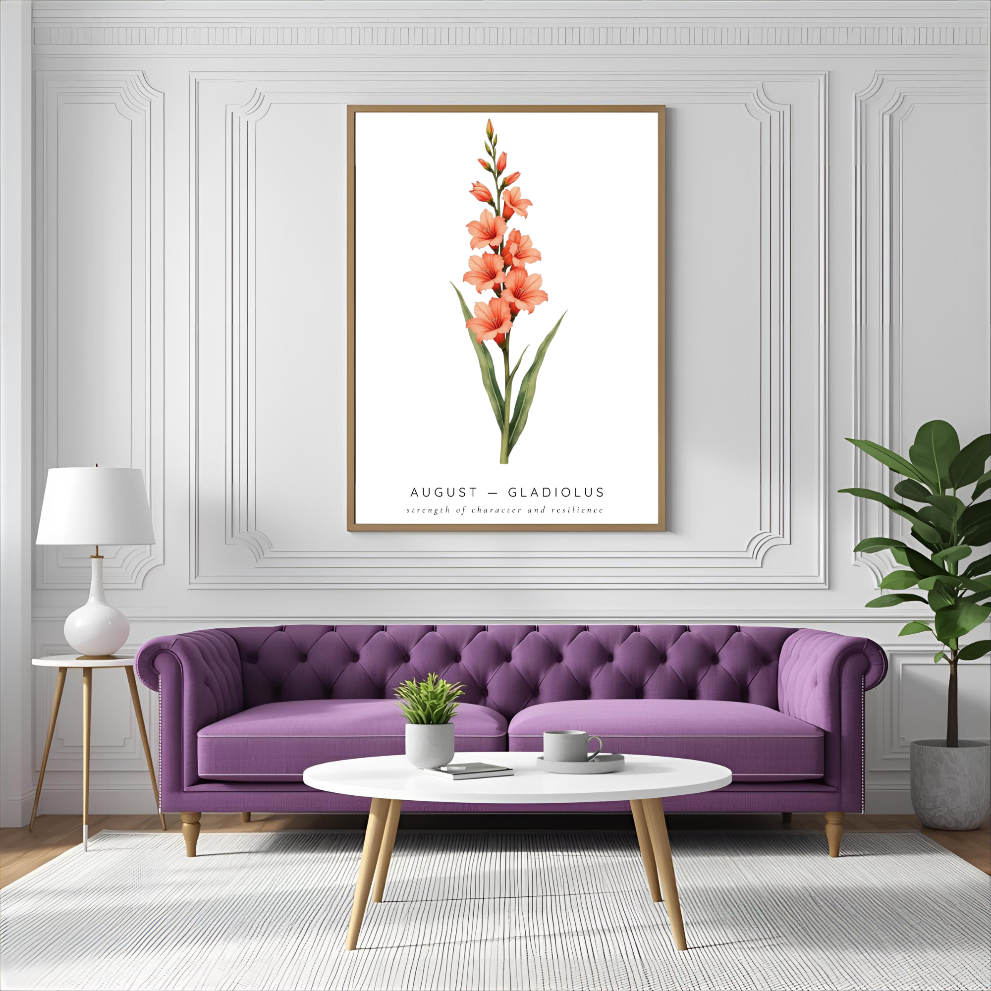 August Birth Flower Wall Art – Gladiolus Print (Strength & Integrity)