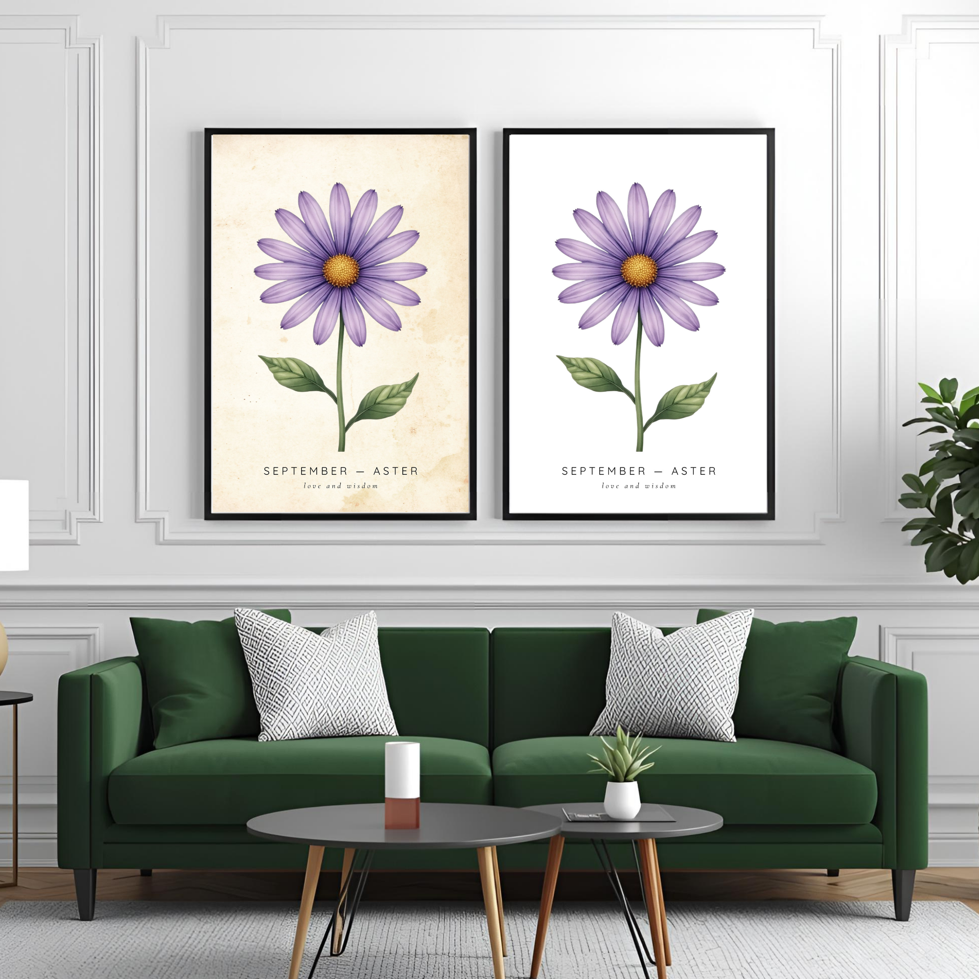 September Birth Flower Wall Art – Aster Print (Love & Wisdom)