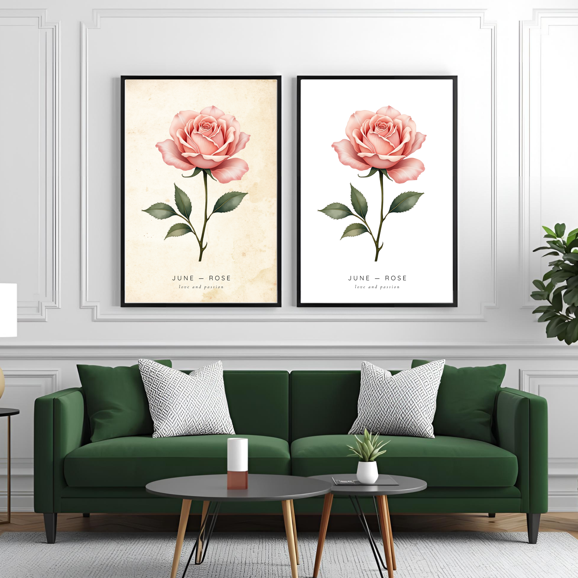 June Birth Flower Wall Art – Rose Print (Love & Passion)