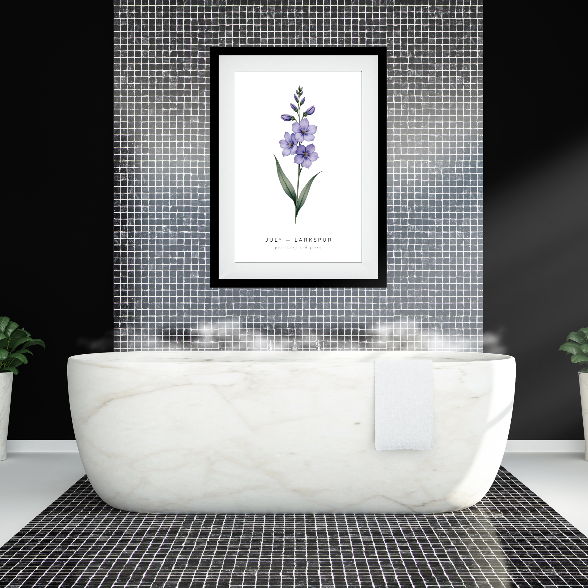 July Birth Flower Wall Art – Larkspur Print (Positivity & Grace)