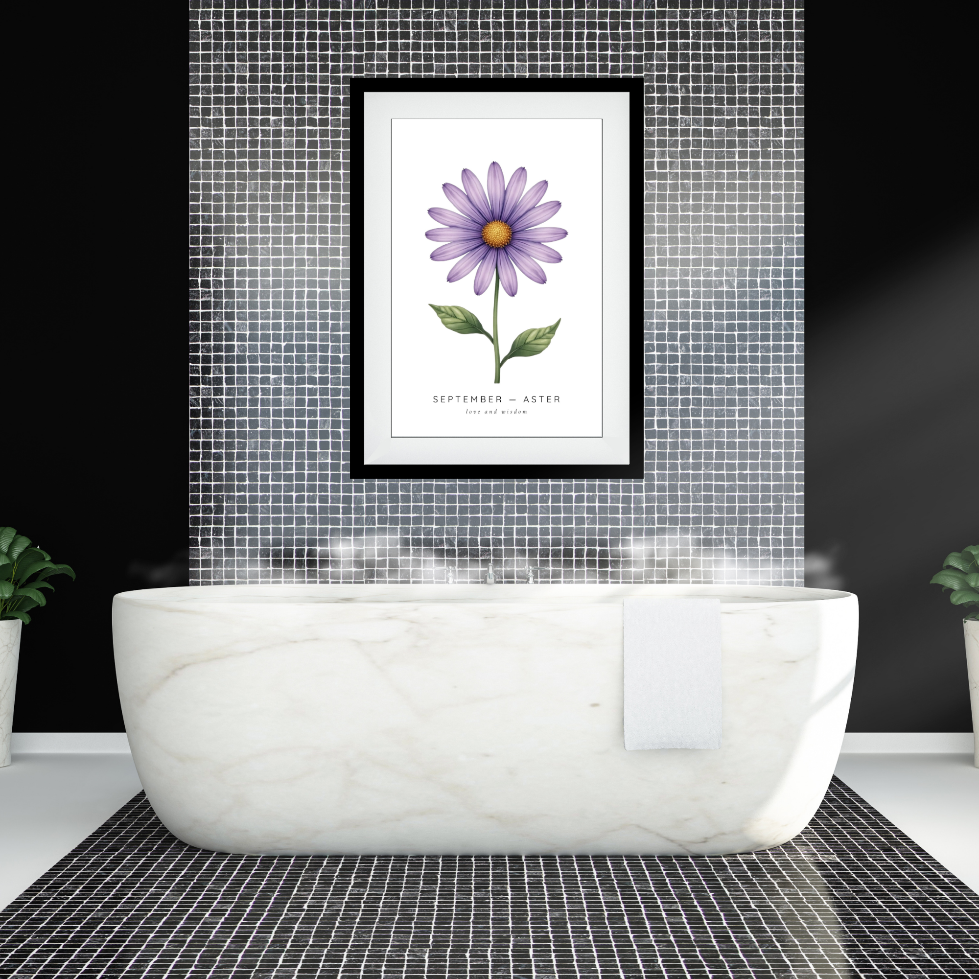September Birth Flower Wall Art – Aster Print (Love & Wisdom)