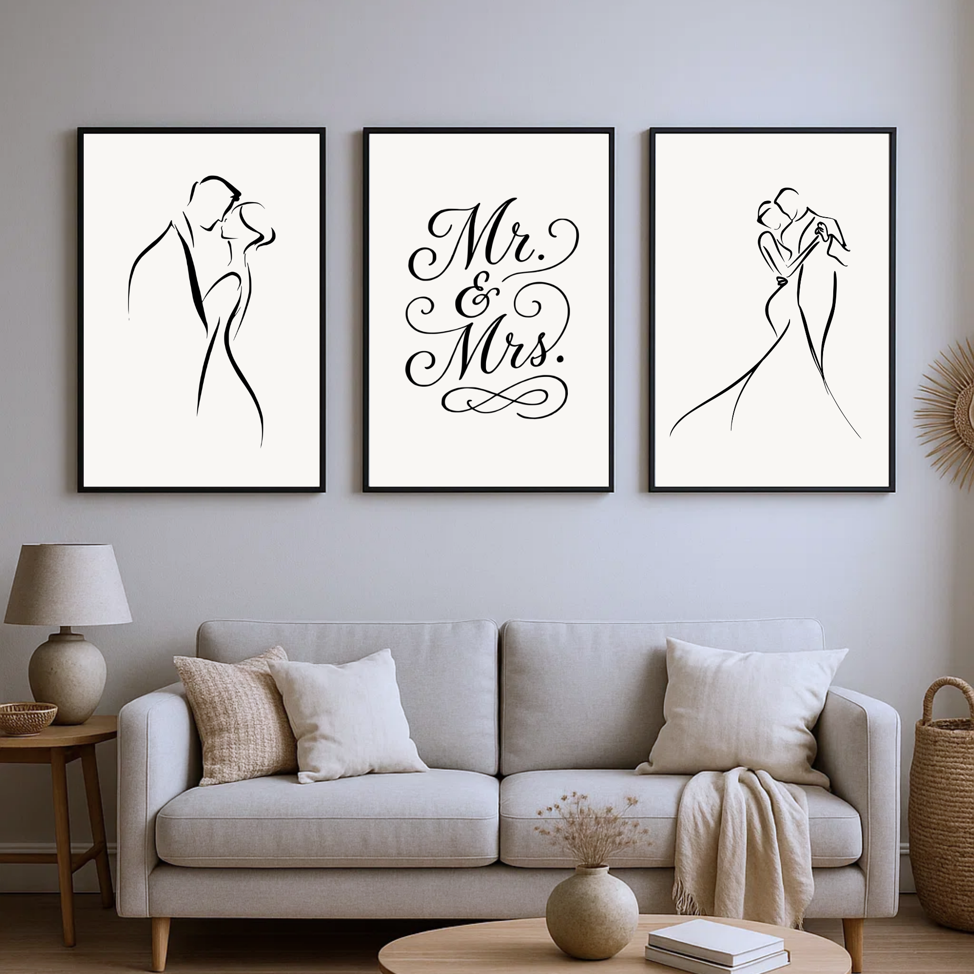 Mr. & Mrs. Fine Art Wall Print Set of 3