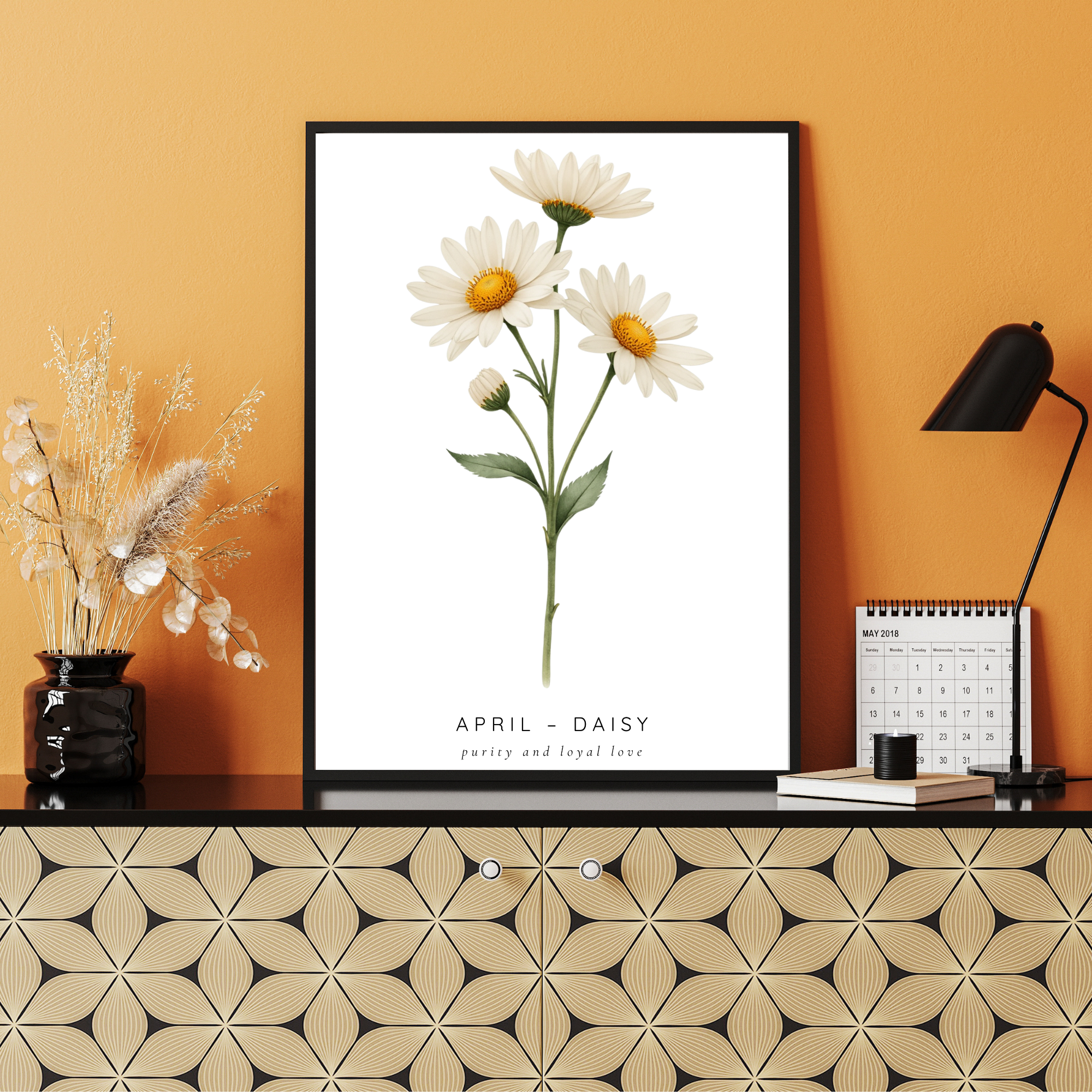 April Birth Flower Wall Art – Daisy Print (Innocence & Loyal Love)