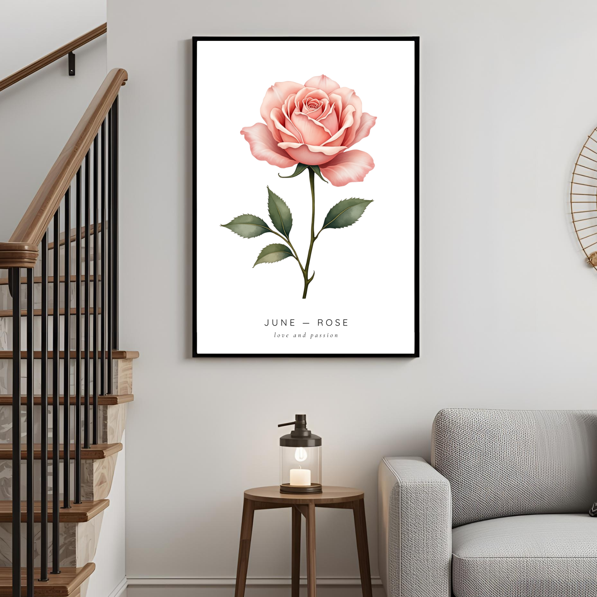 June Birth Flower Wall Art – Rose Print (Love & Passion)