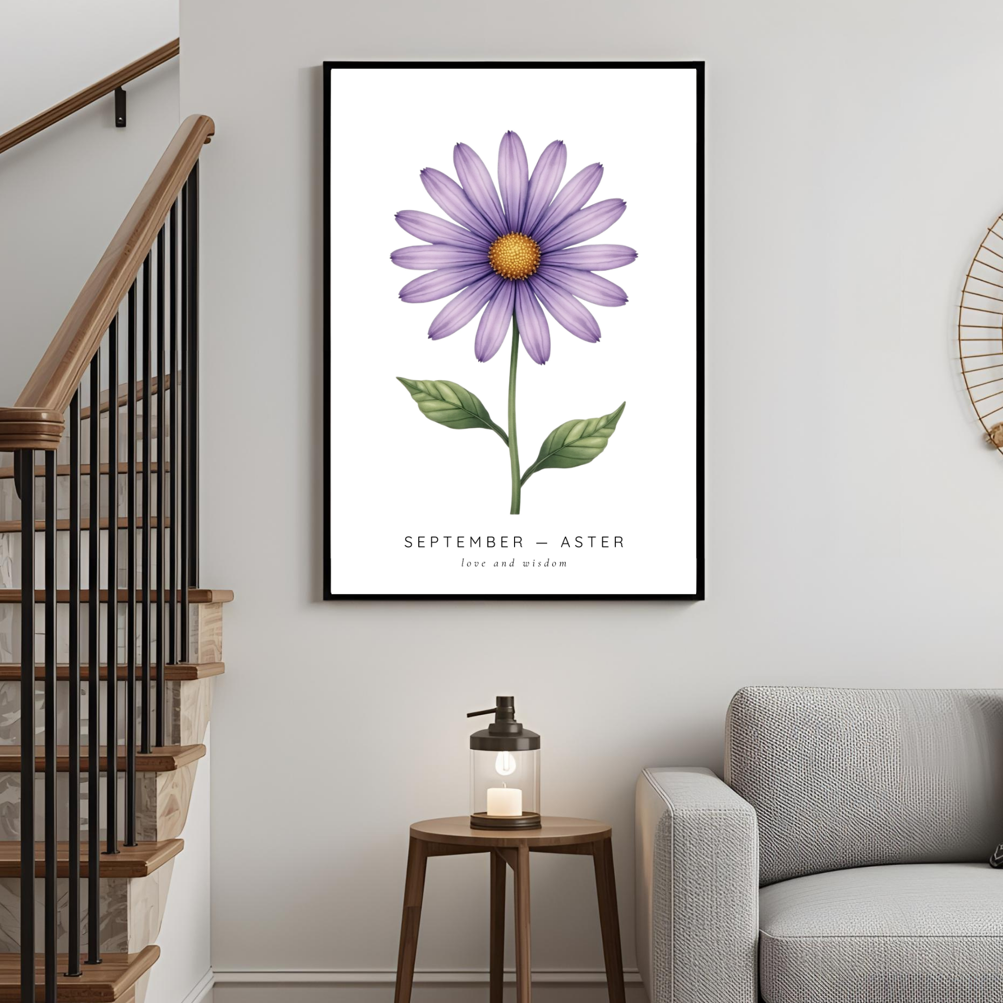 September Birth Flower Wall Art – Aster Print (Love & Wisdom)