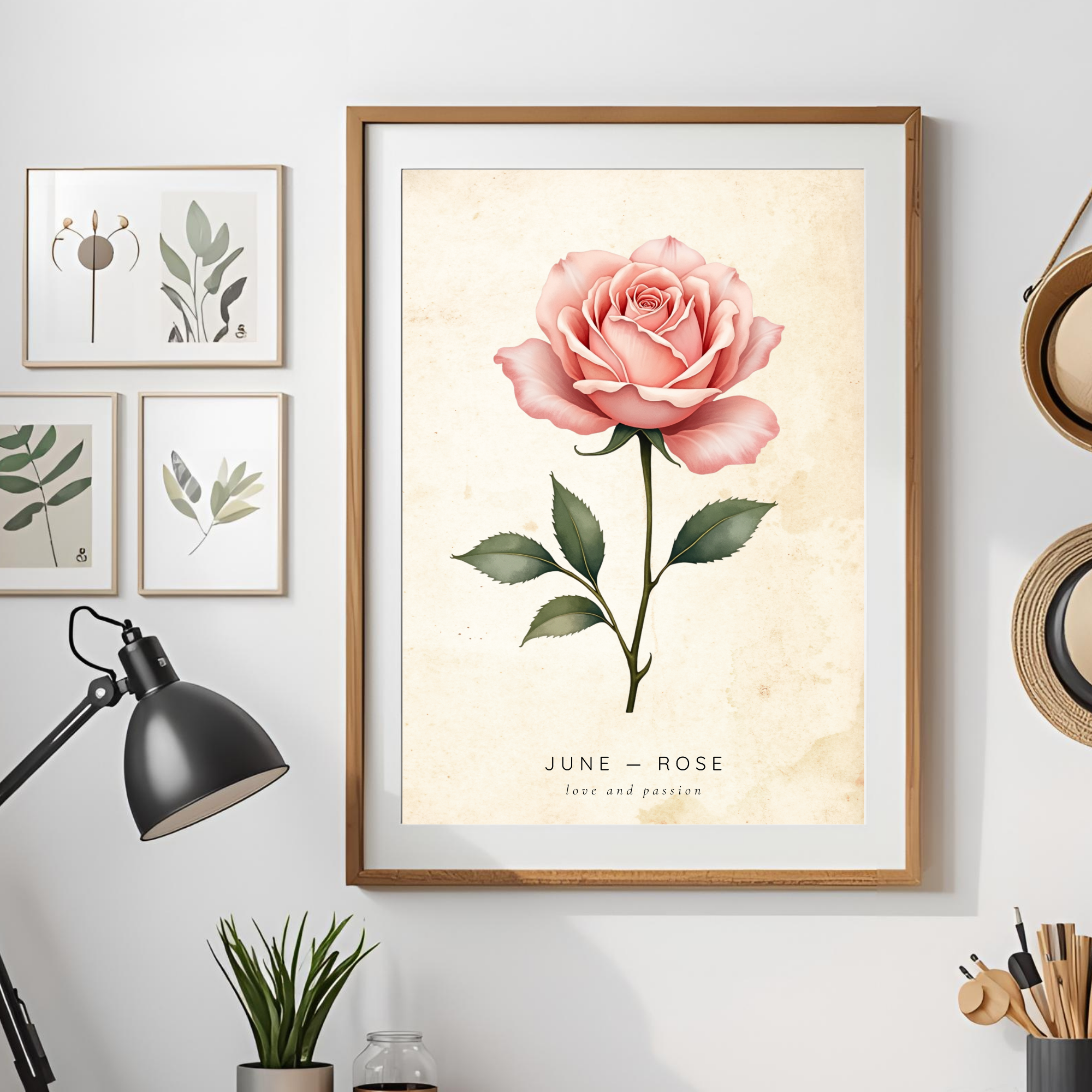June Birth Flower Wall Art – Rose Print (Love & Passion)