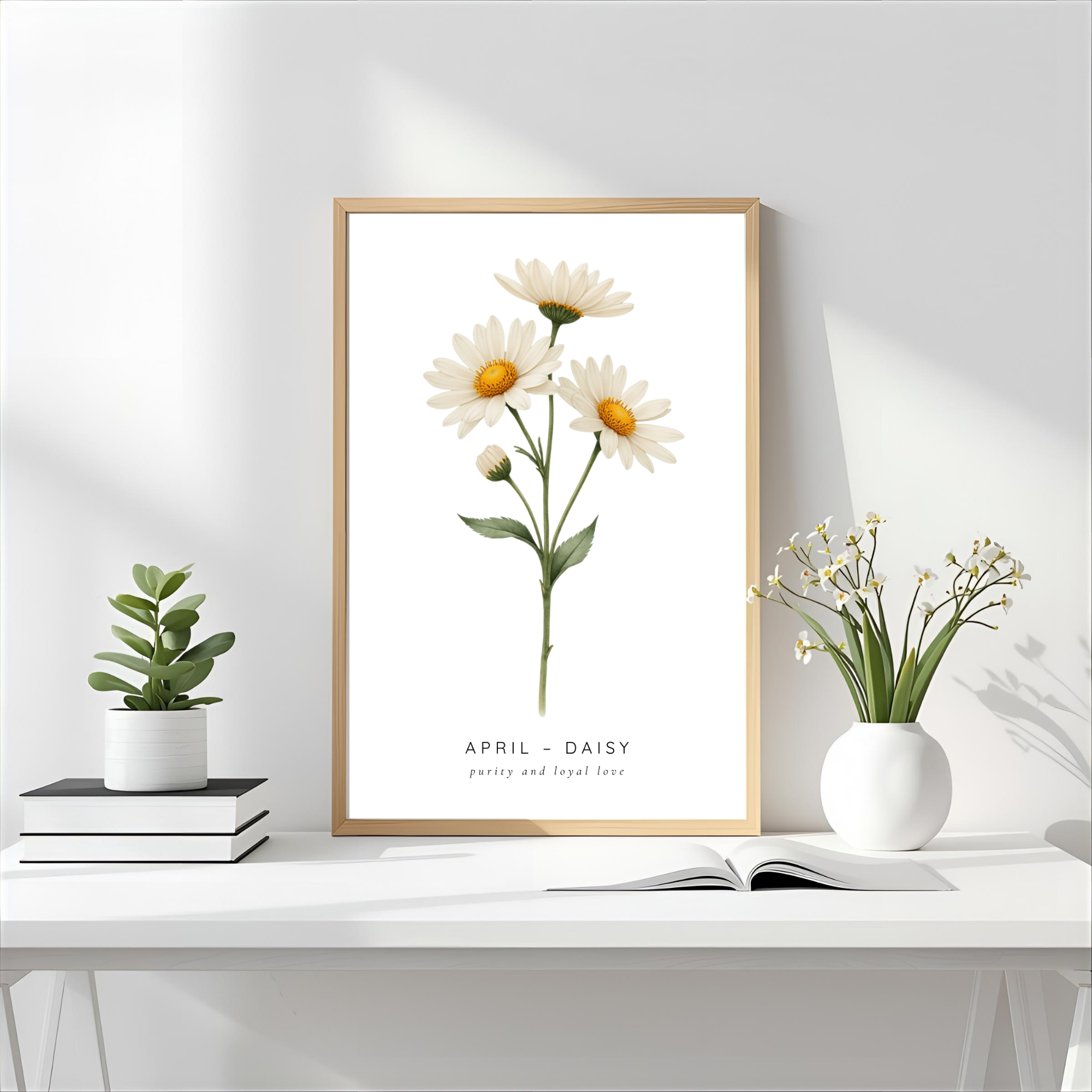 April Birth Flower Wall Art – Daisy Print (Innocence & Loyal Love)