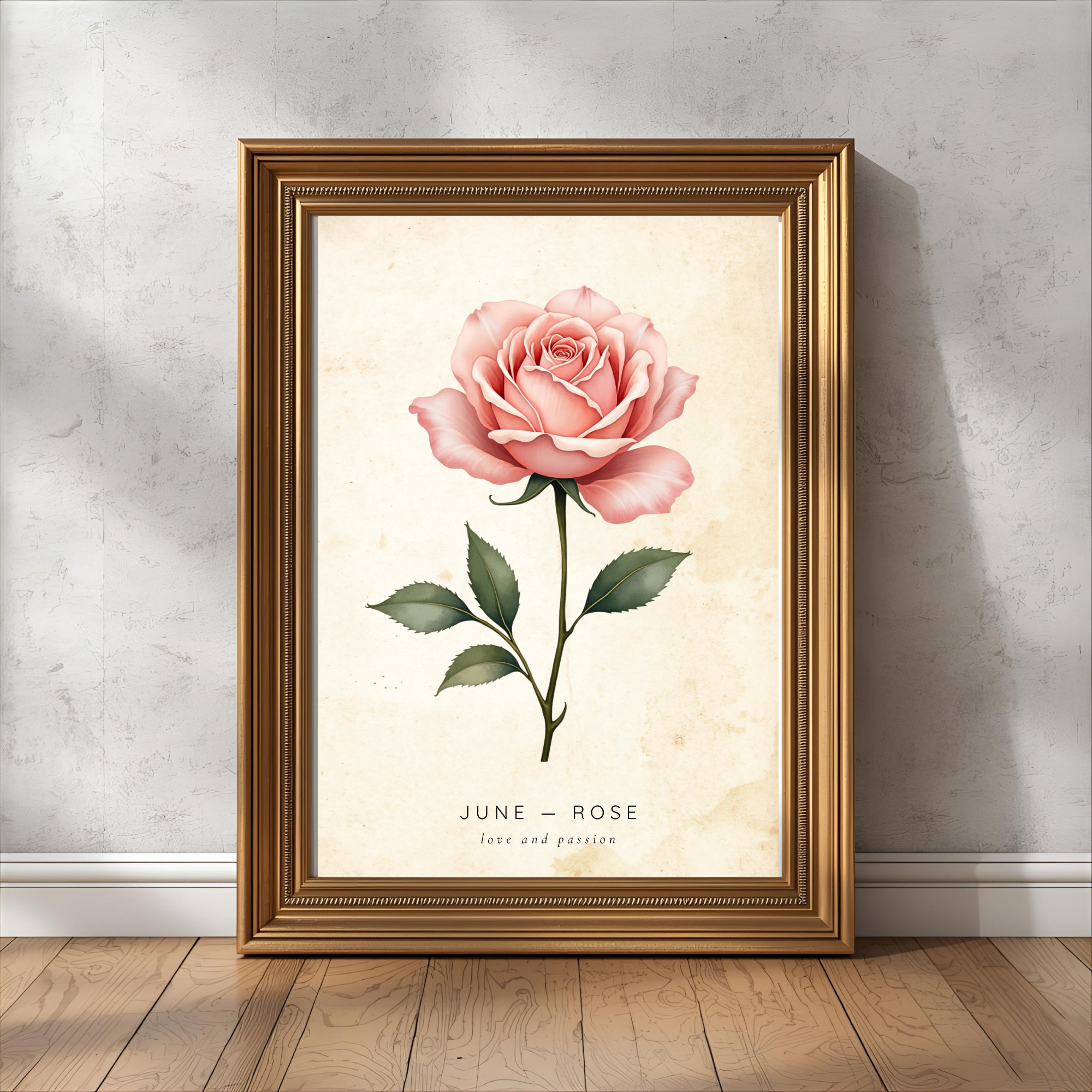 June Birth Flower Wall Art – Rose Print (Love & Passion)
