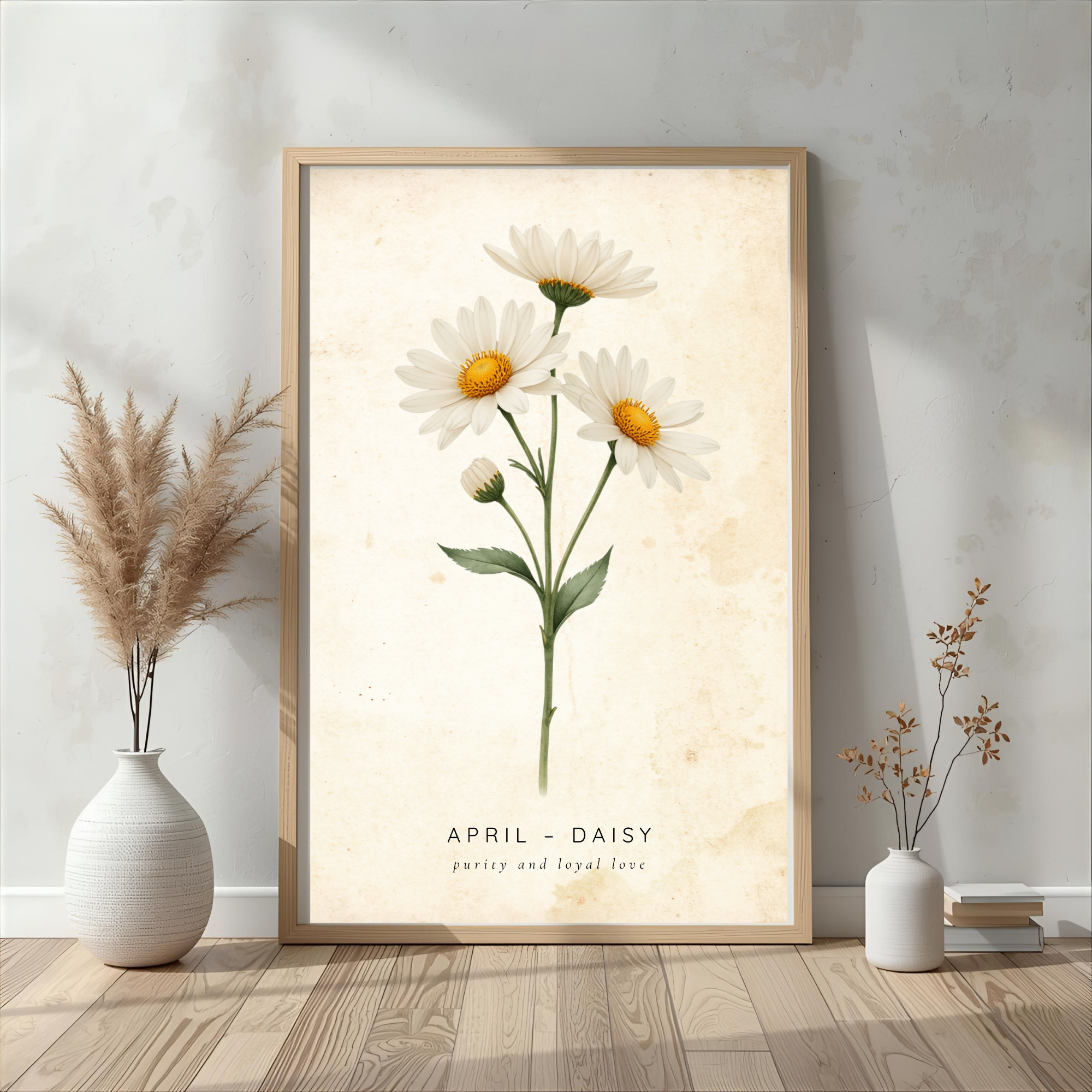 April Birth Flower Wall Art – Daisy Print (Innocence & Loyal Love)