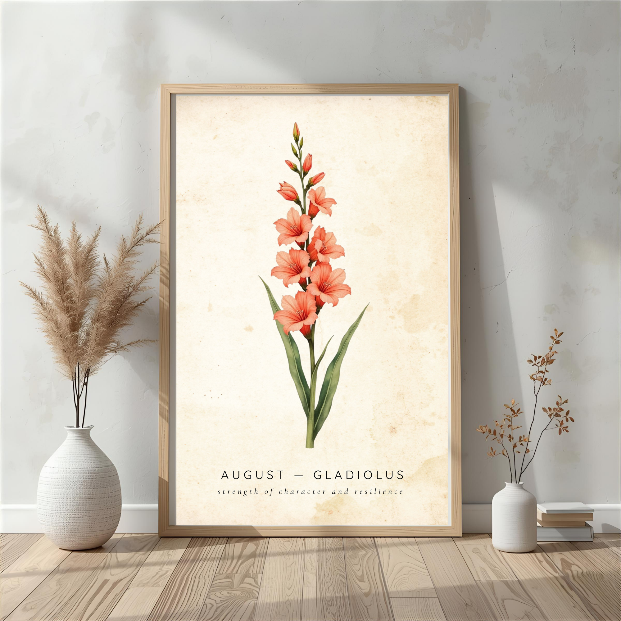 August Birth Flower Wall Art – Gladiolus Print (Strength & Integrity)
