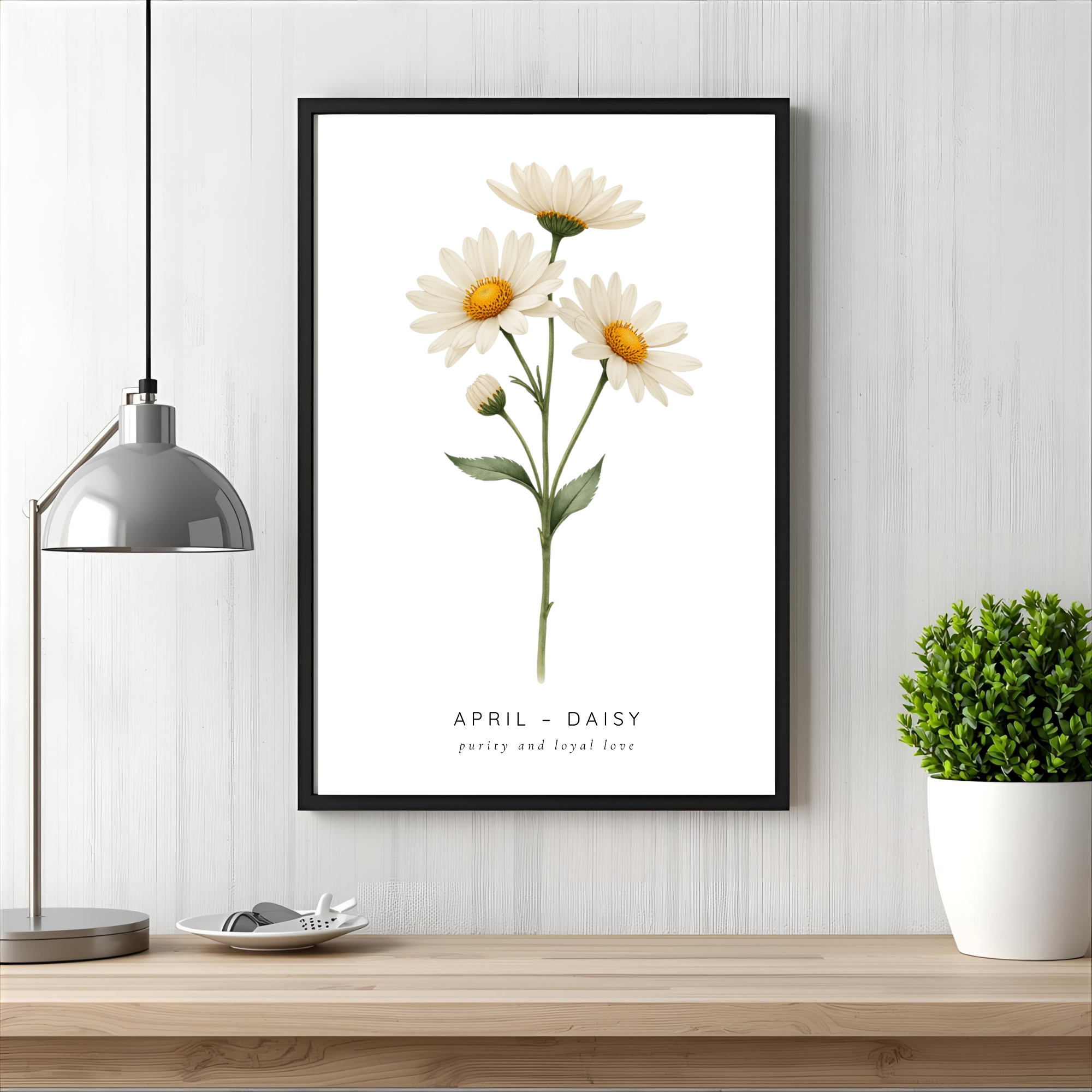 April Birth Flower Wall Art – Daisy Print (Innocence & Loyal Love)