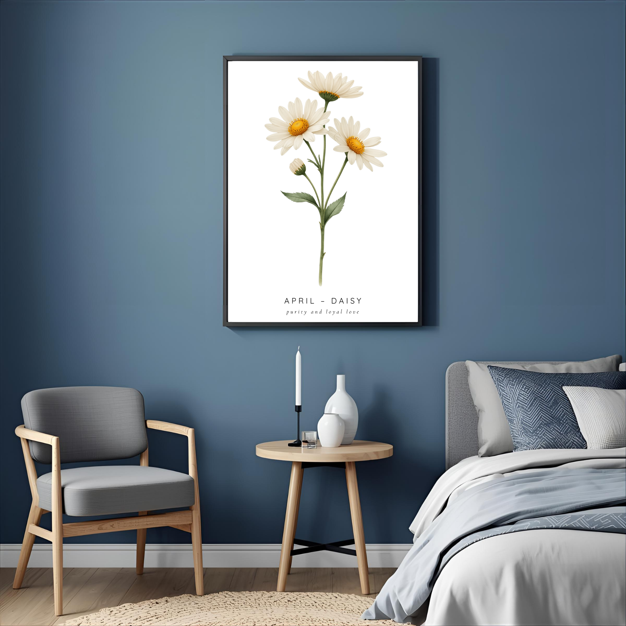 April Birth Flower Wall Art – Daisy Print (Innocence & Loyal Love)