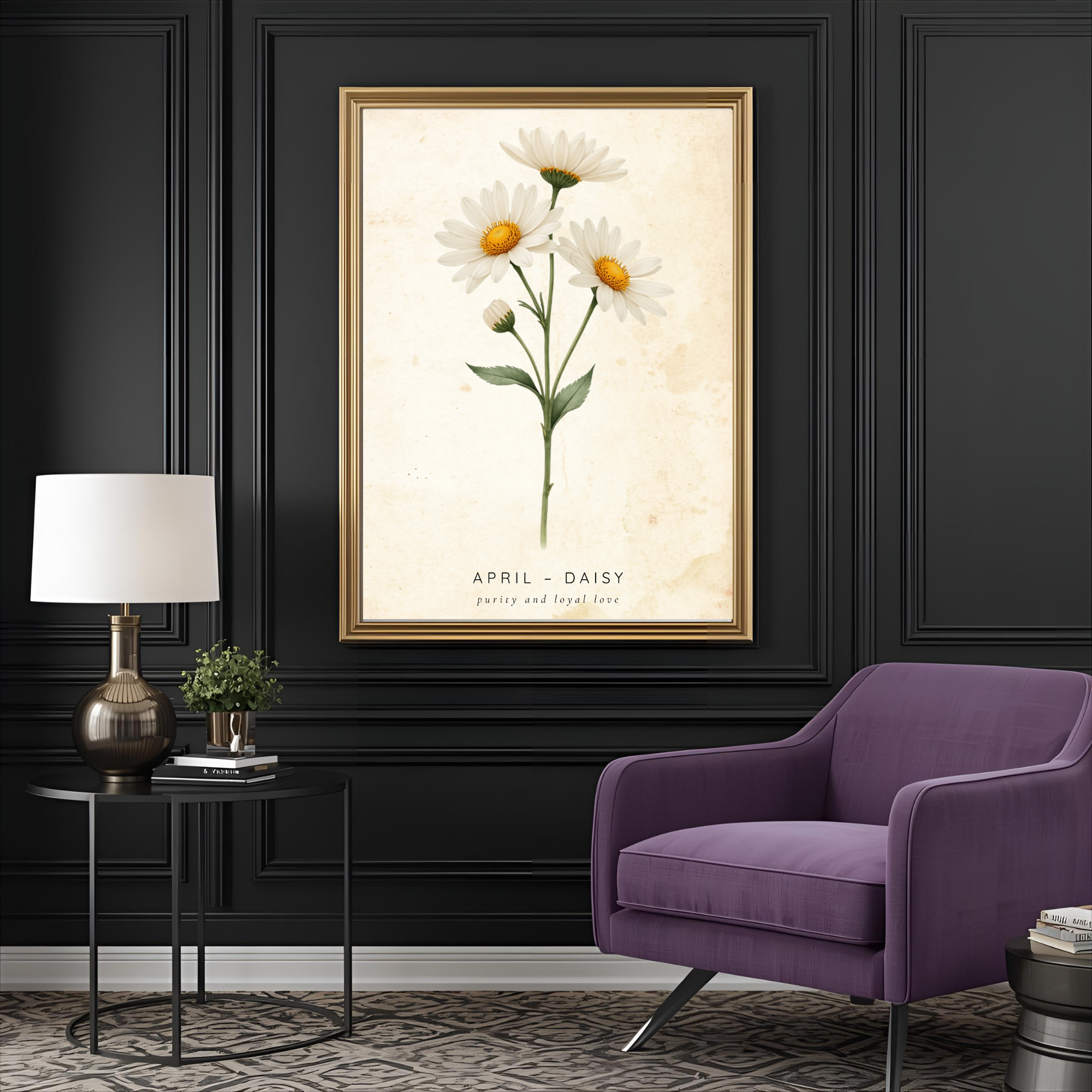 April Birth Flower Wall Art – Daisy Print (Innocence & Loyal Love)