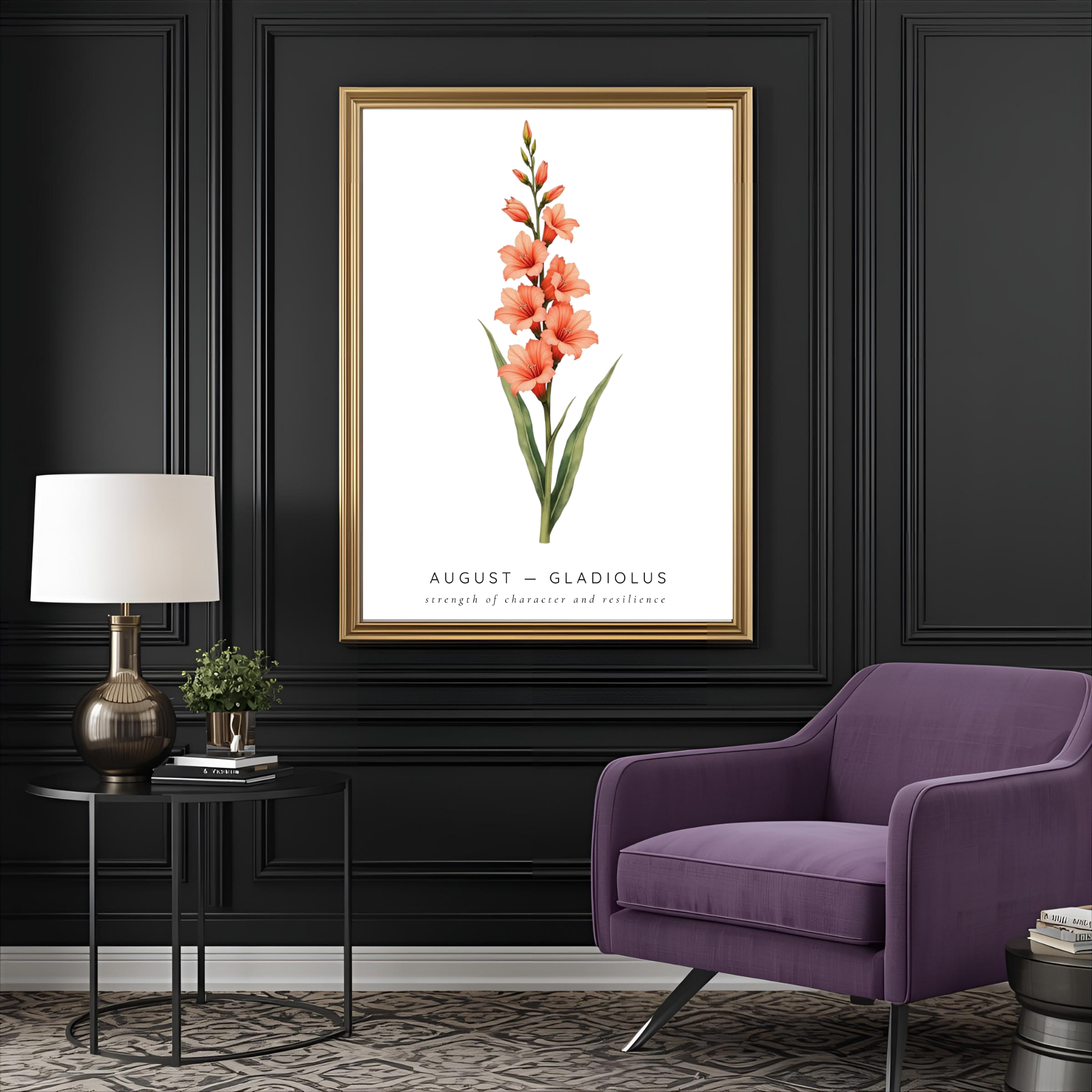 August Birth Flower Wall Art – Gladiolus Print (Strength & Integrity)