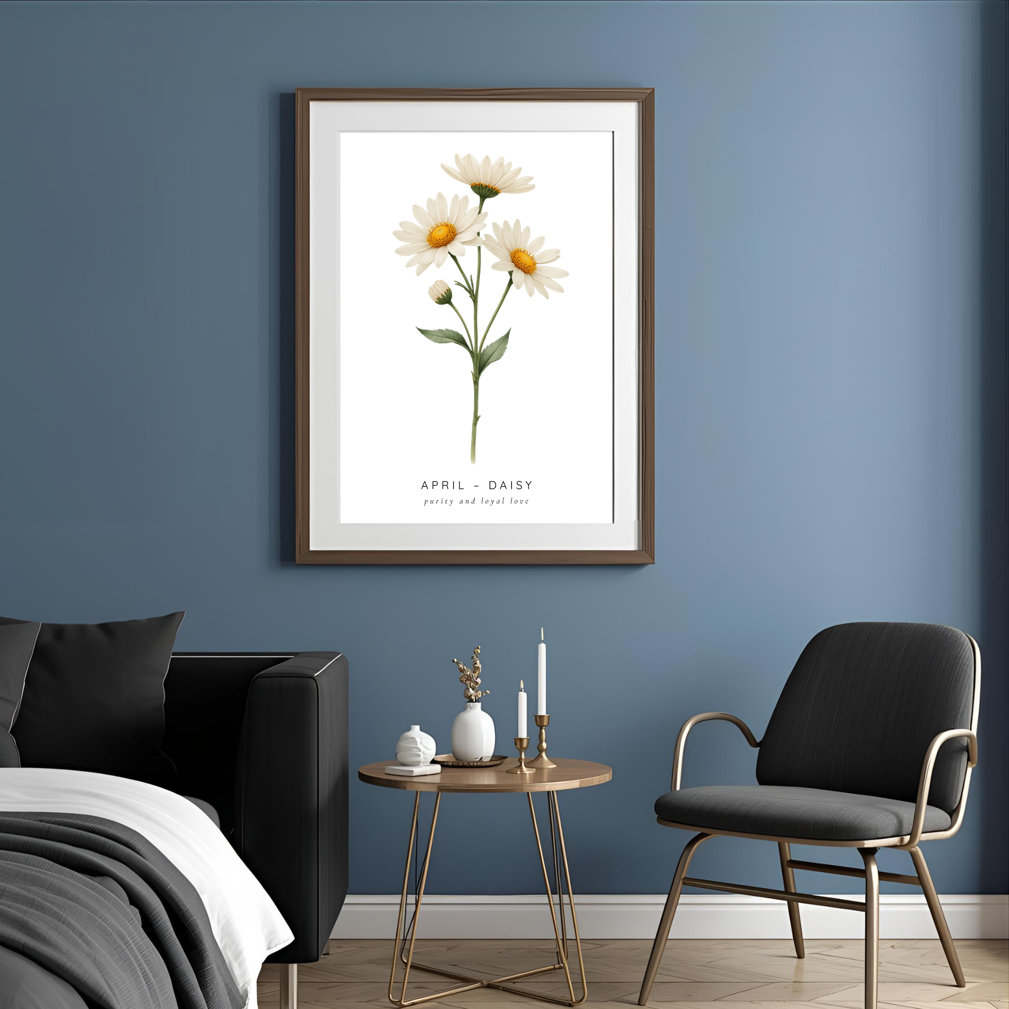 April Birth Flower Wall Art – Daisy Print (Innocence & Loyal Love)