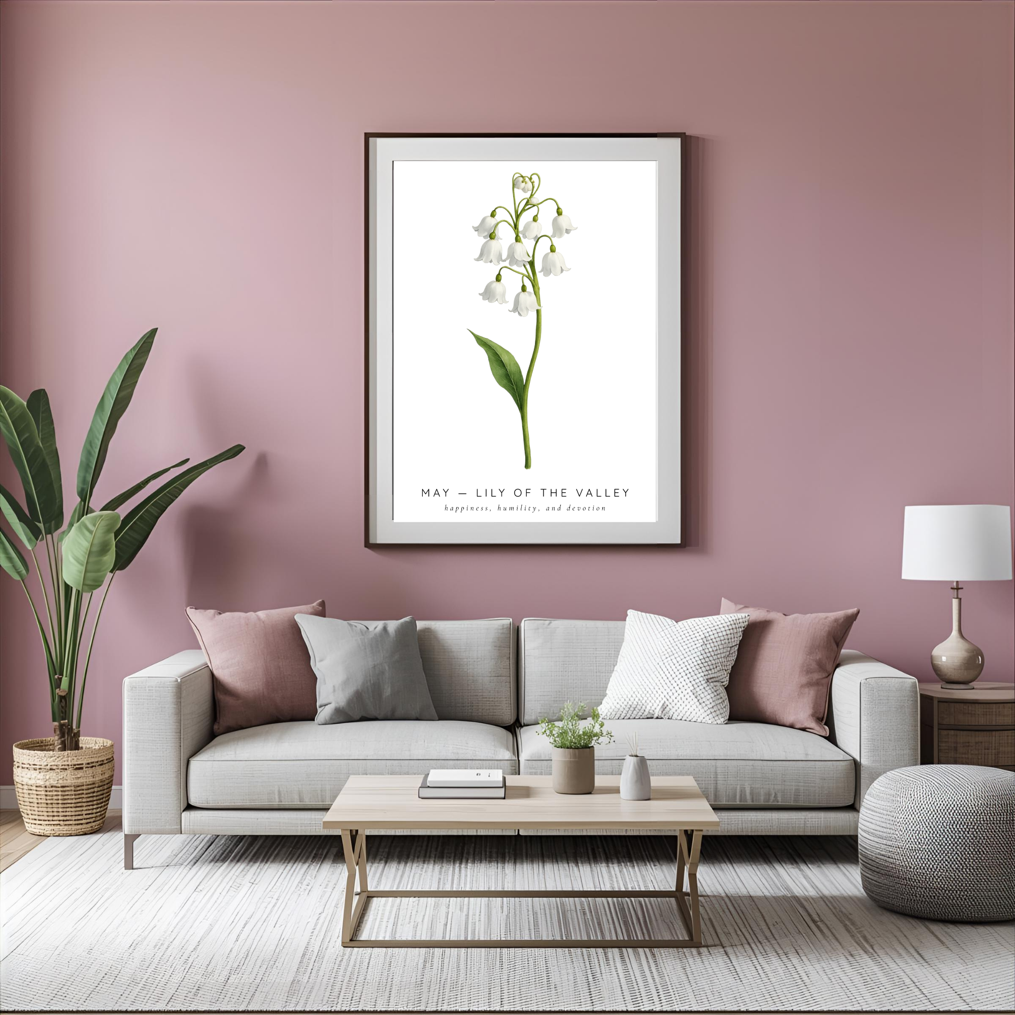 May Birth Flower Wall Art – Lily of the Valley Print (Happiness & Humility)
