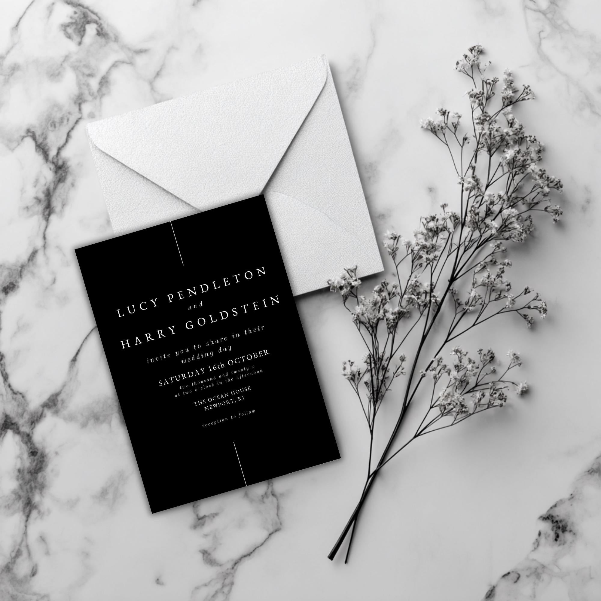 Chic Minimalist Wedding Invite | Black & White Canva Template | Instant Download