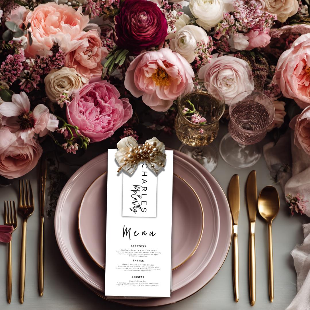 Minimal Wedding Menu & Place Card Combo — Editable + Printable | Instant Download