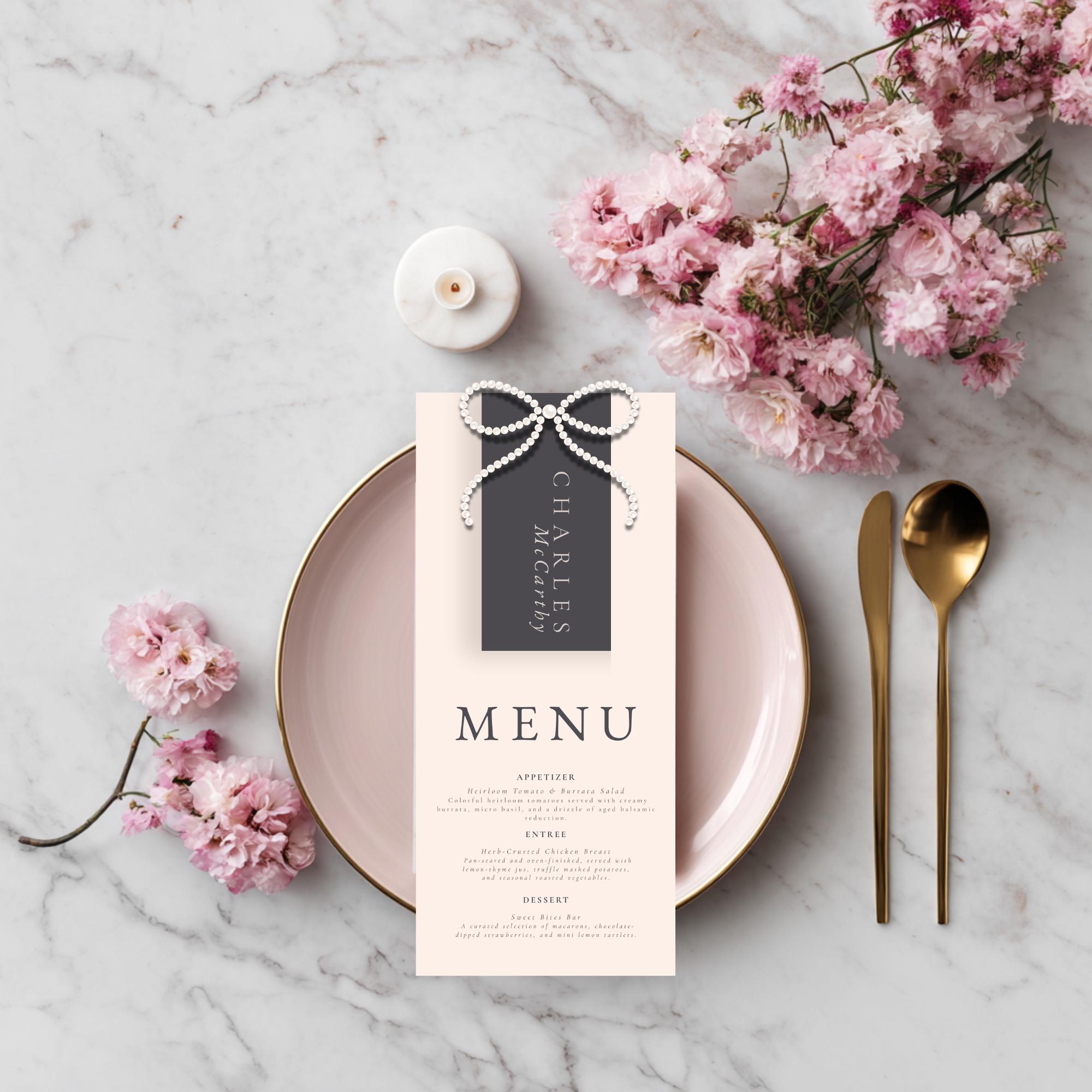 Elegant Wedding Menu & Place Card Canva Template | DIY Reception Table Decor | Printable Wedding Stationery