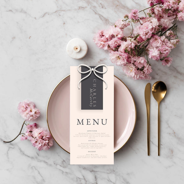 Elegant Wedding Menu & Place Card Canva Template | DIY Reception Table Decor | Printable Wedding Stationery