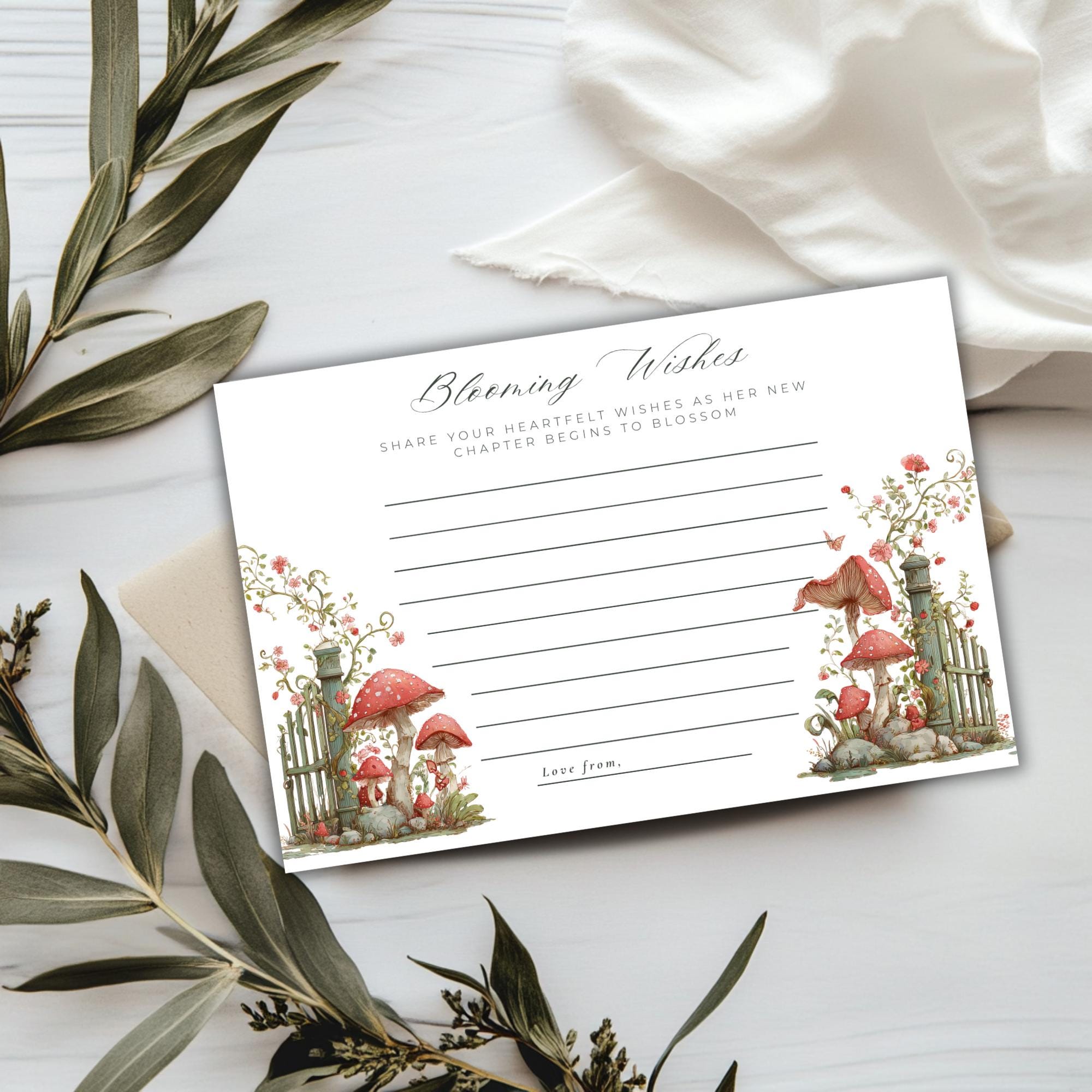 Floral Garden Bridal Shower Well Wishes Card (Editable Canva Template)