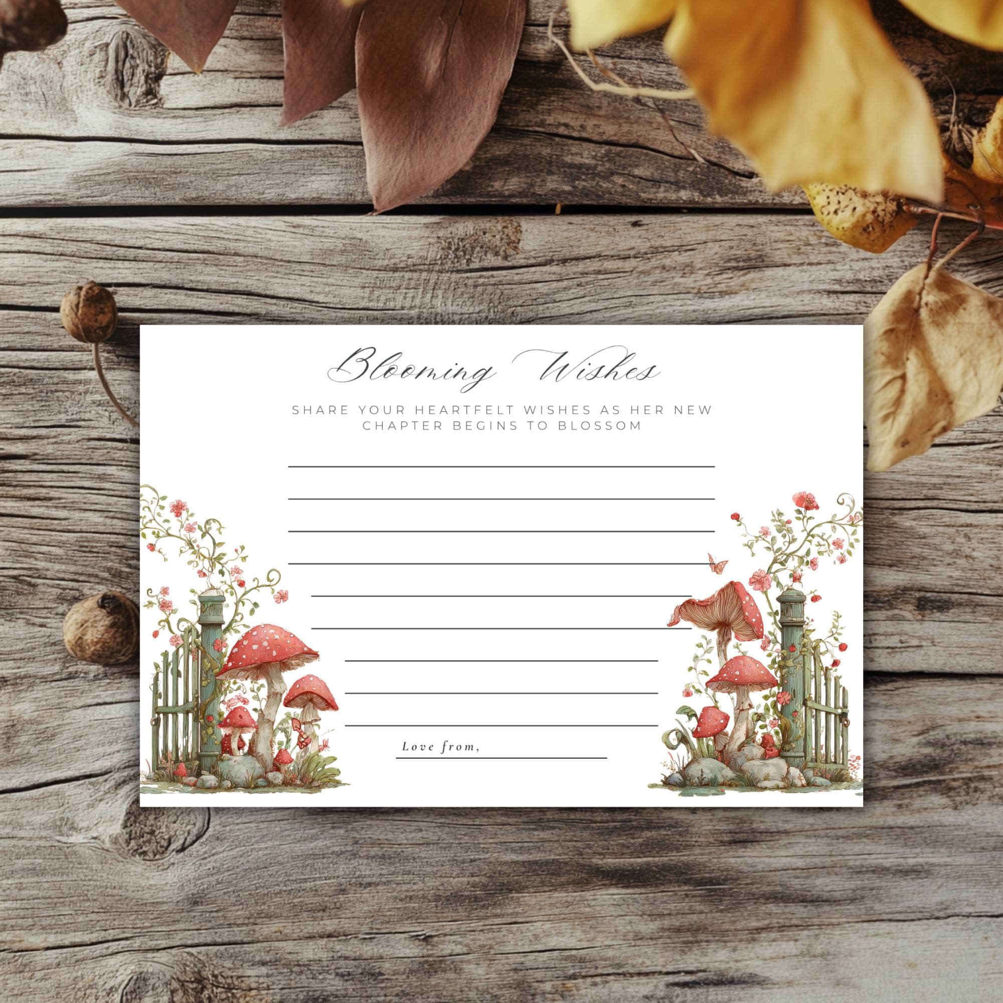 Floral Garden Bridal Shower Well Wishes Card (Editable Canva Template)