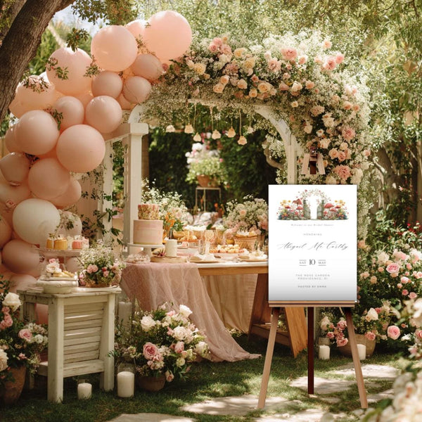 Garden Gate Bridal Shower Welcome Sign: Floral Canva Template