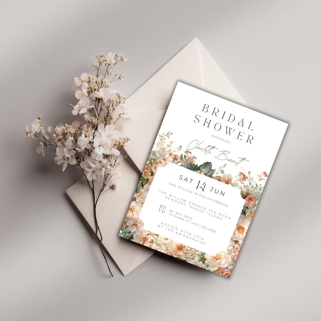 Floral Bridal Shower Invitation: Boho Garden Party (Canva Digital Download)