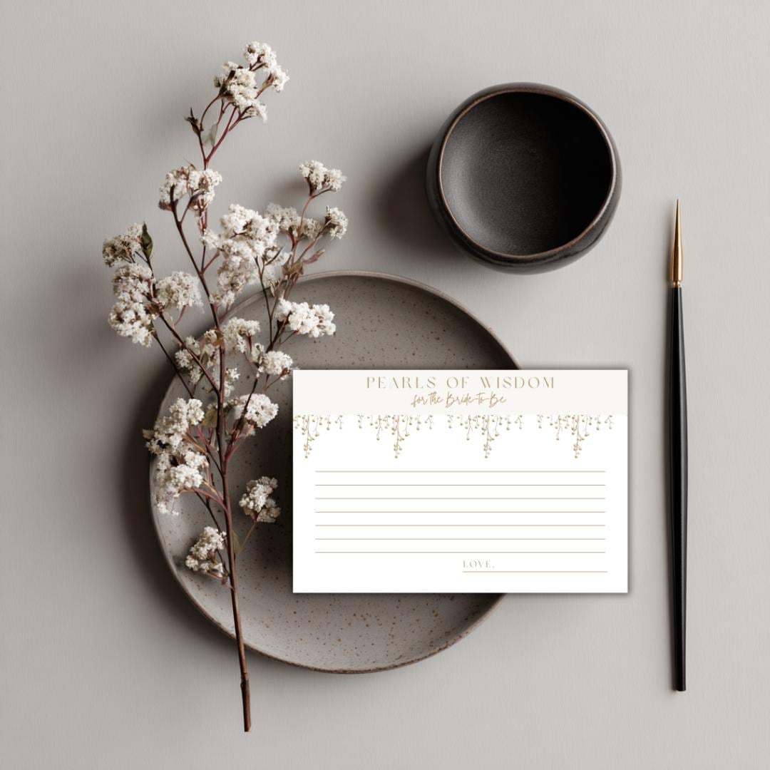 Pearls of Wisdom Card for the Bride | Bridal Shower Advice Card PDF | Printable Bridal Shower Well Wishes Card