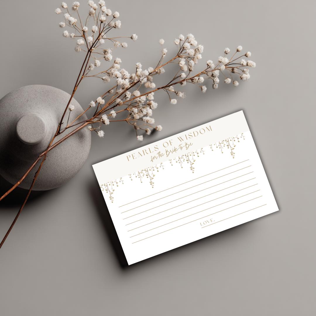 Pearls of Wisdom Card for the Bride | Bridal Shower Advice Card PDF | Printable Bridal Shower Well Wishes Card