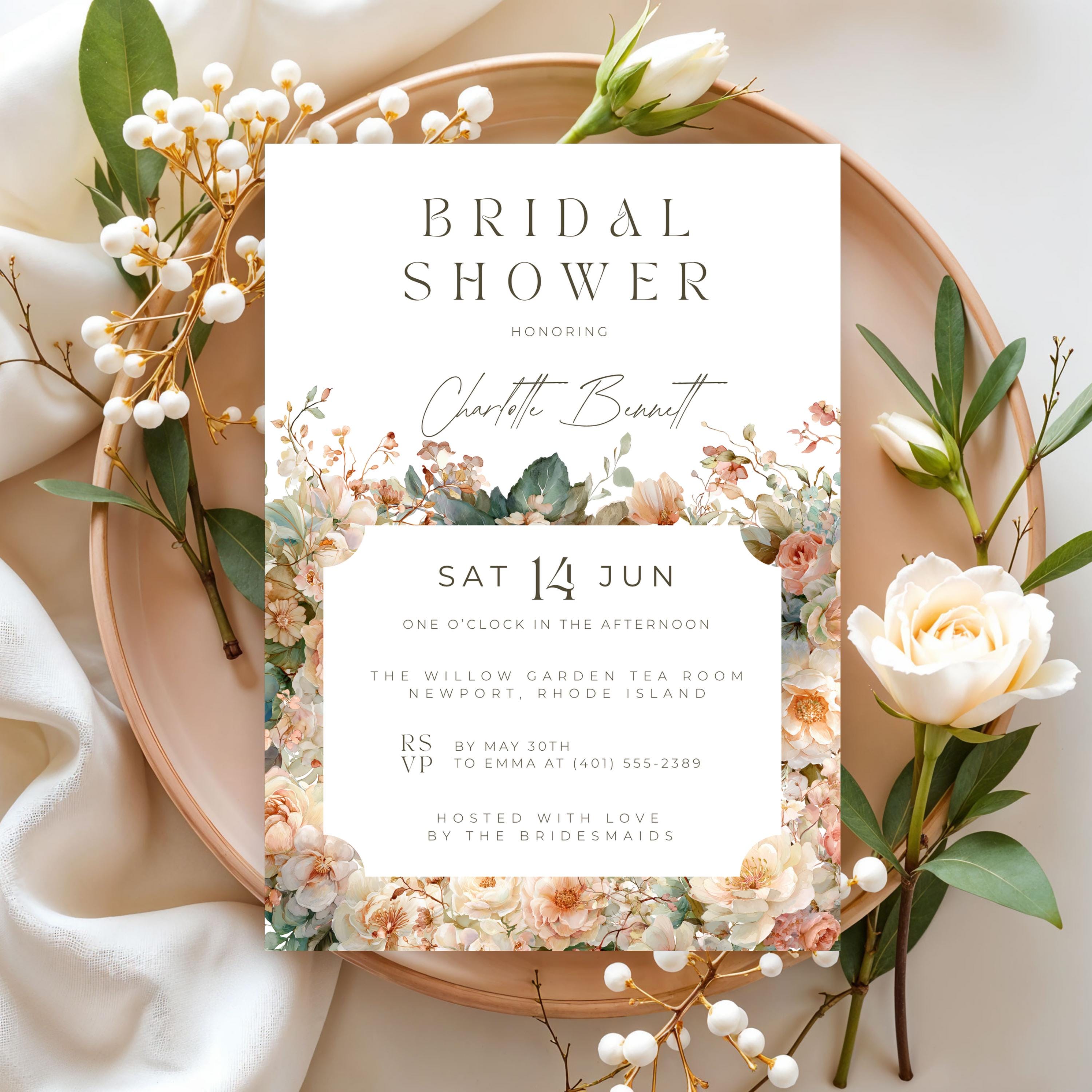 Floral Bridal Shower Invitation: Boho Garden Party (Canva Digital Download)