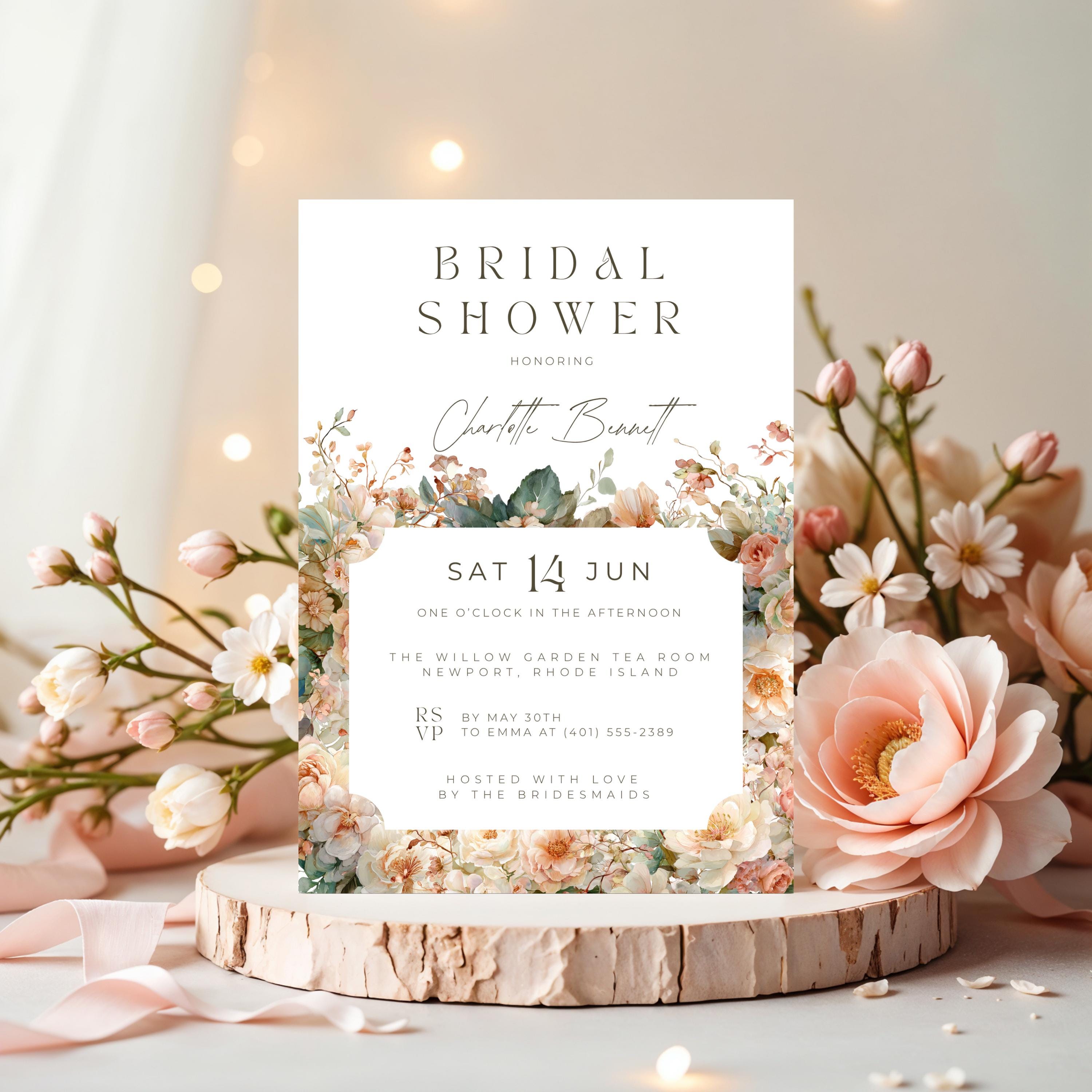 Floral Bridal Shower Invitation: Boho Garden Party (Canva Digital Download)