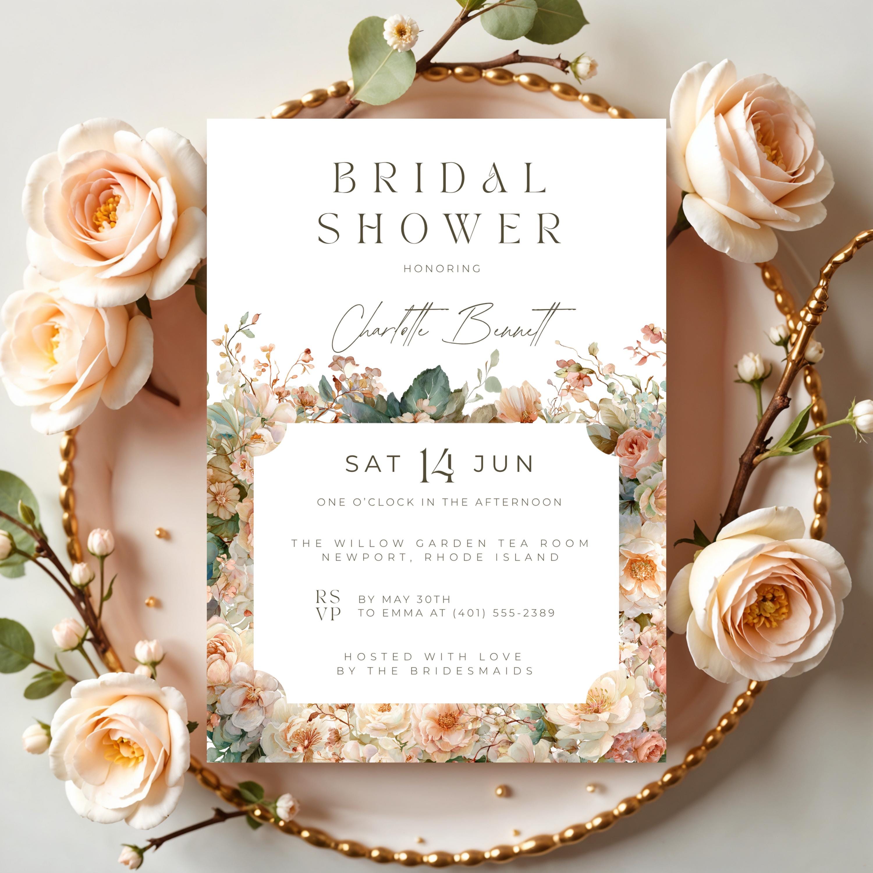 Floral Bridal Shower Invitation: Boho Garden Party (Canva Digital Download)
