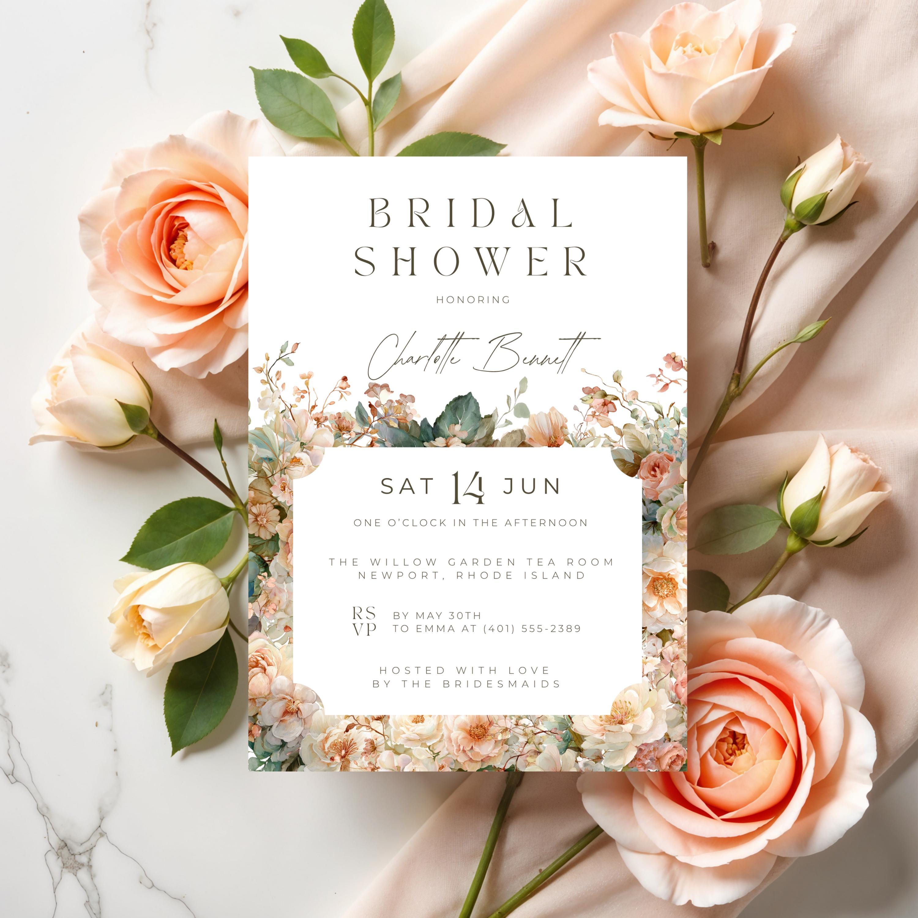 Floral Bridal Shower Invitation: Boho Garden Party (Canva Digital Download)