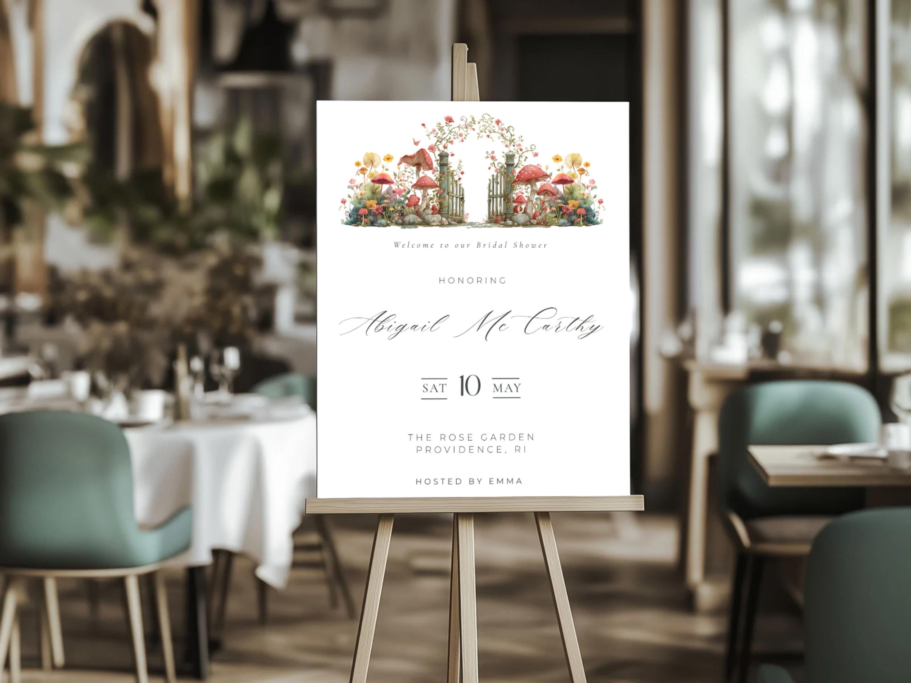 Garden Gate Bridal Shower Welcome Sign: Floral Canva Template
