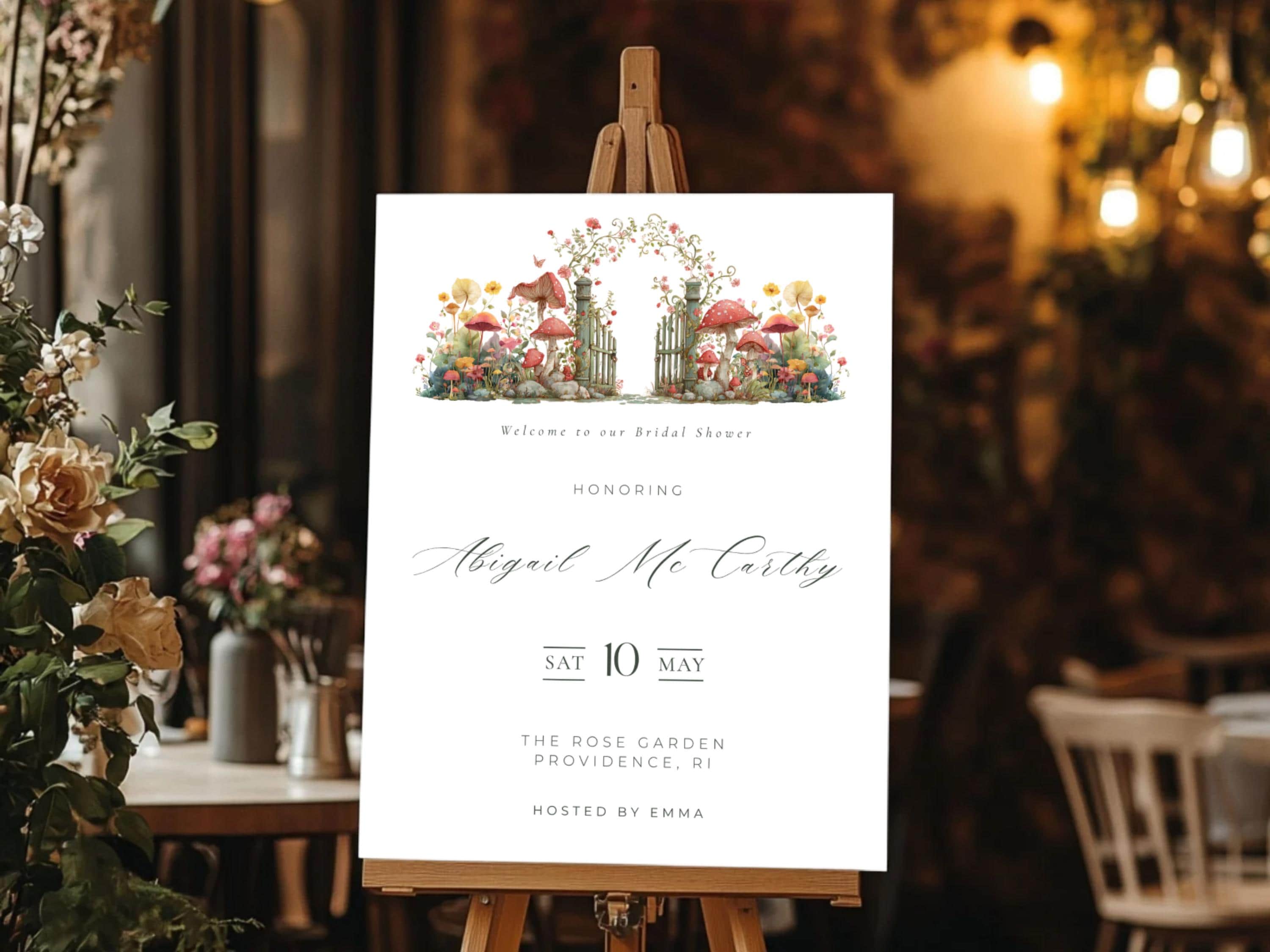 Garden Gate Bridal Shower Welcome Sign: Floral Canva Template