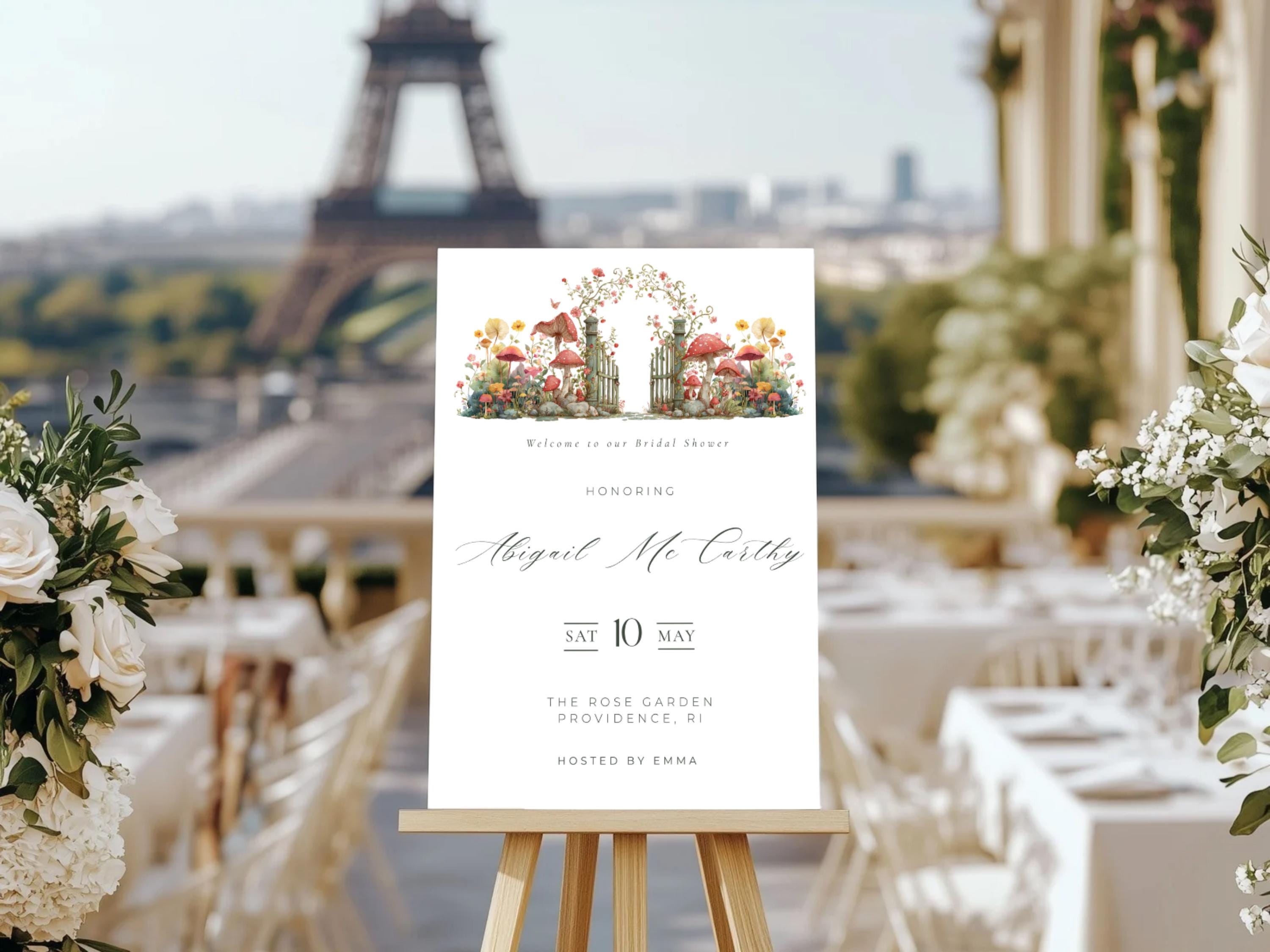 Garden Gate Bridal Shower Welcome Sign: Floral Canva Template