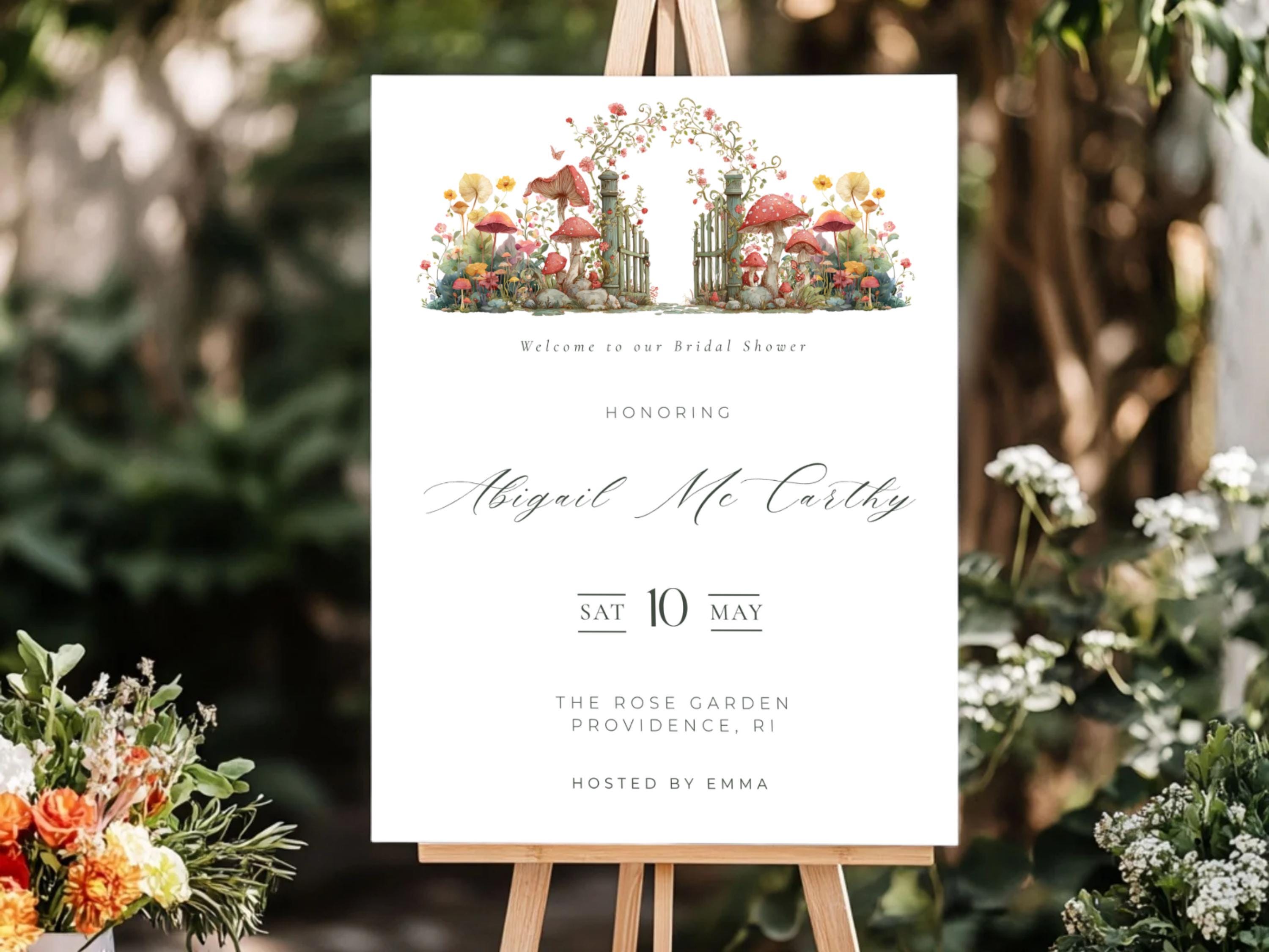 Garden Gate Bridal Shower Welcome Sign: Floral Canva Template