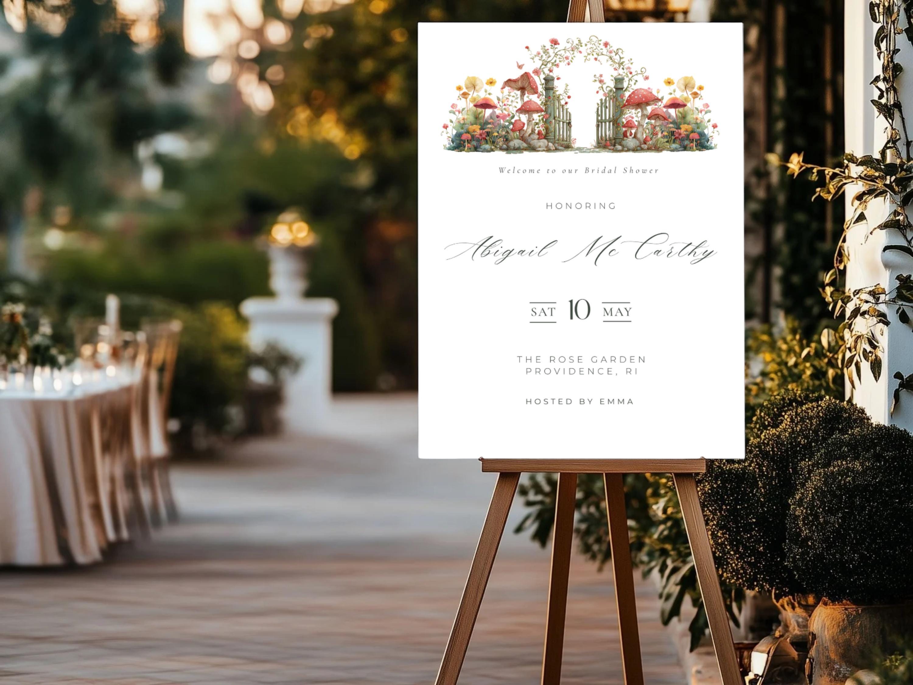 Garden Gate Bridal Shower Welcome Sign: Floral Canva Template