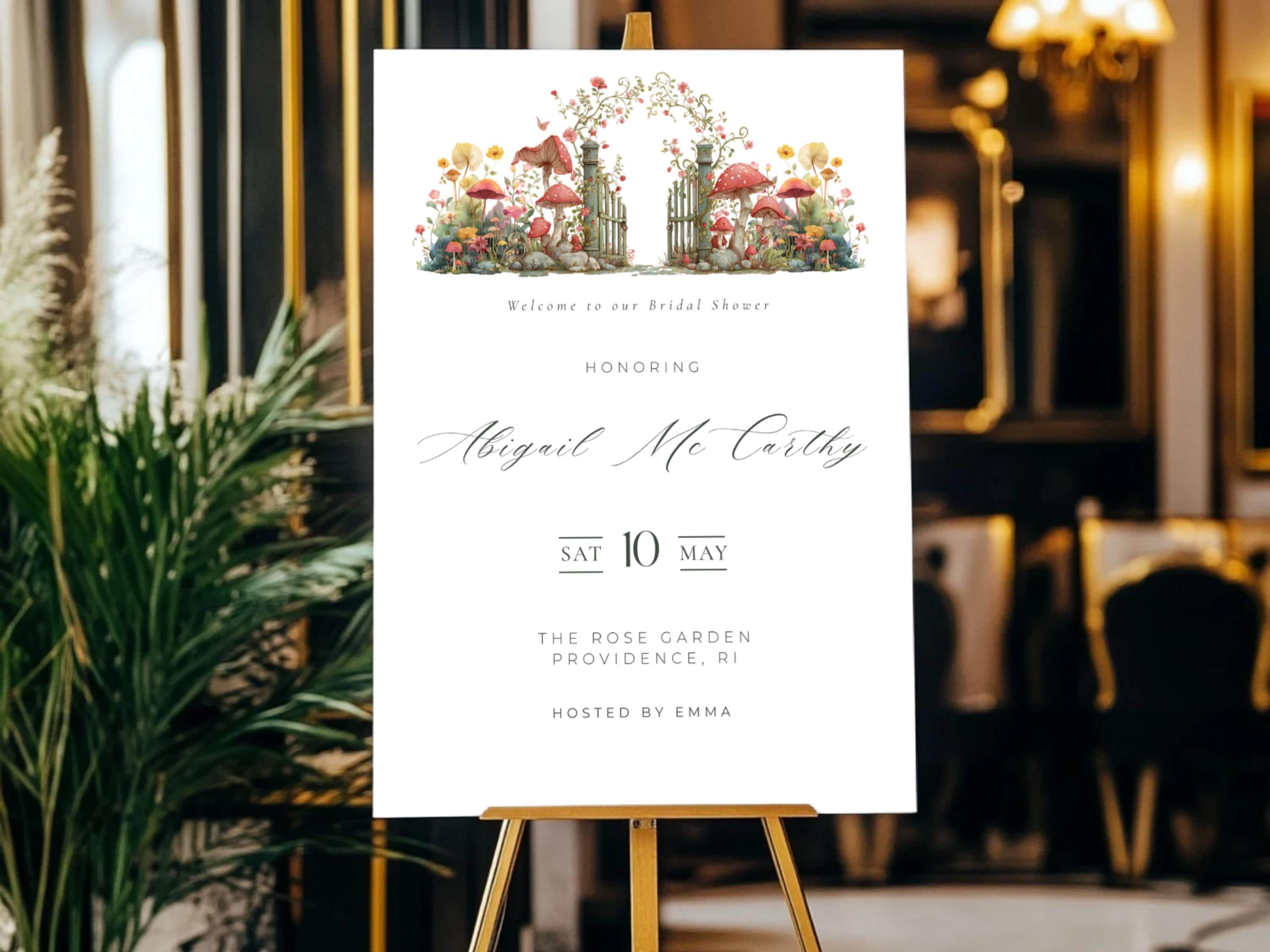Garden Gate Bridal Shower Welcome Sign: Floral Canva Template