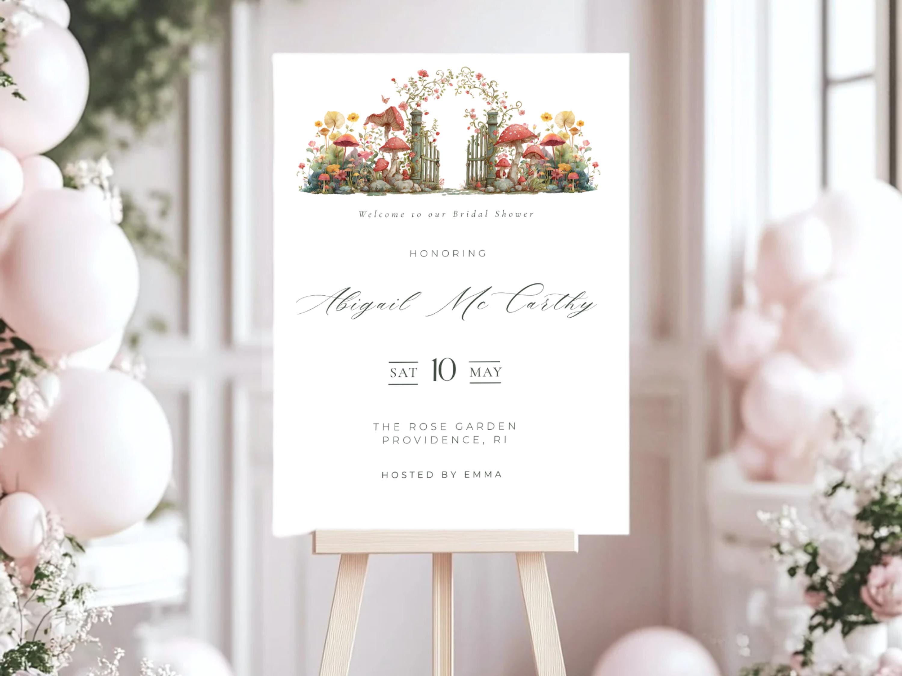 Garden Gate Bridal Shower Welcome Sign: Floral Canva Template