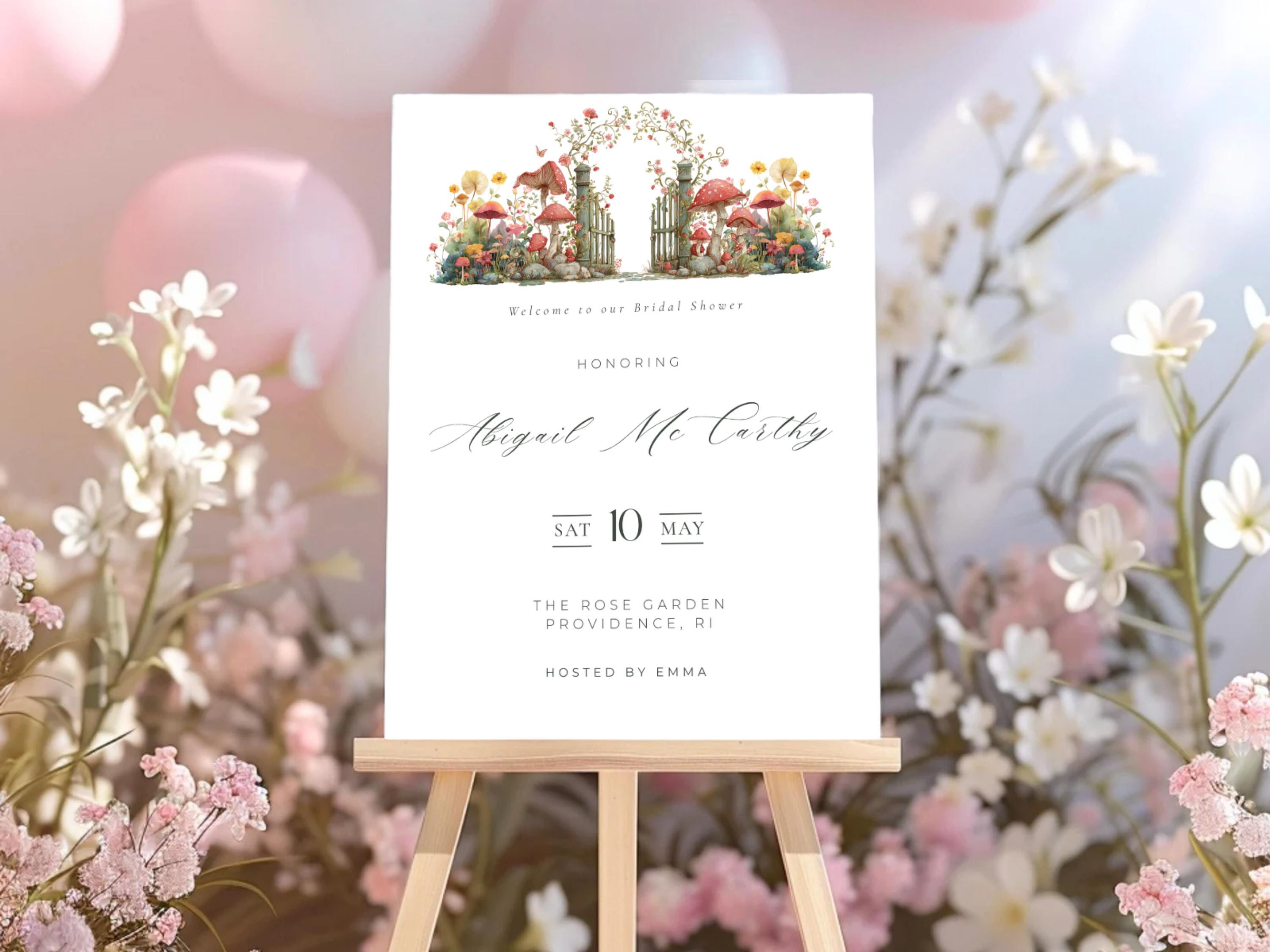 Garden Gate Bridal Shower Welcome Sign: Floral Canva Template