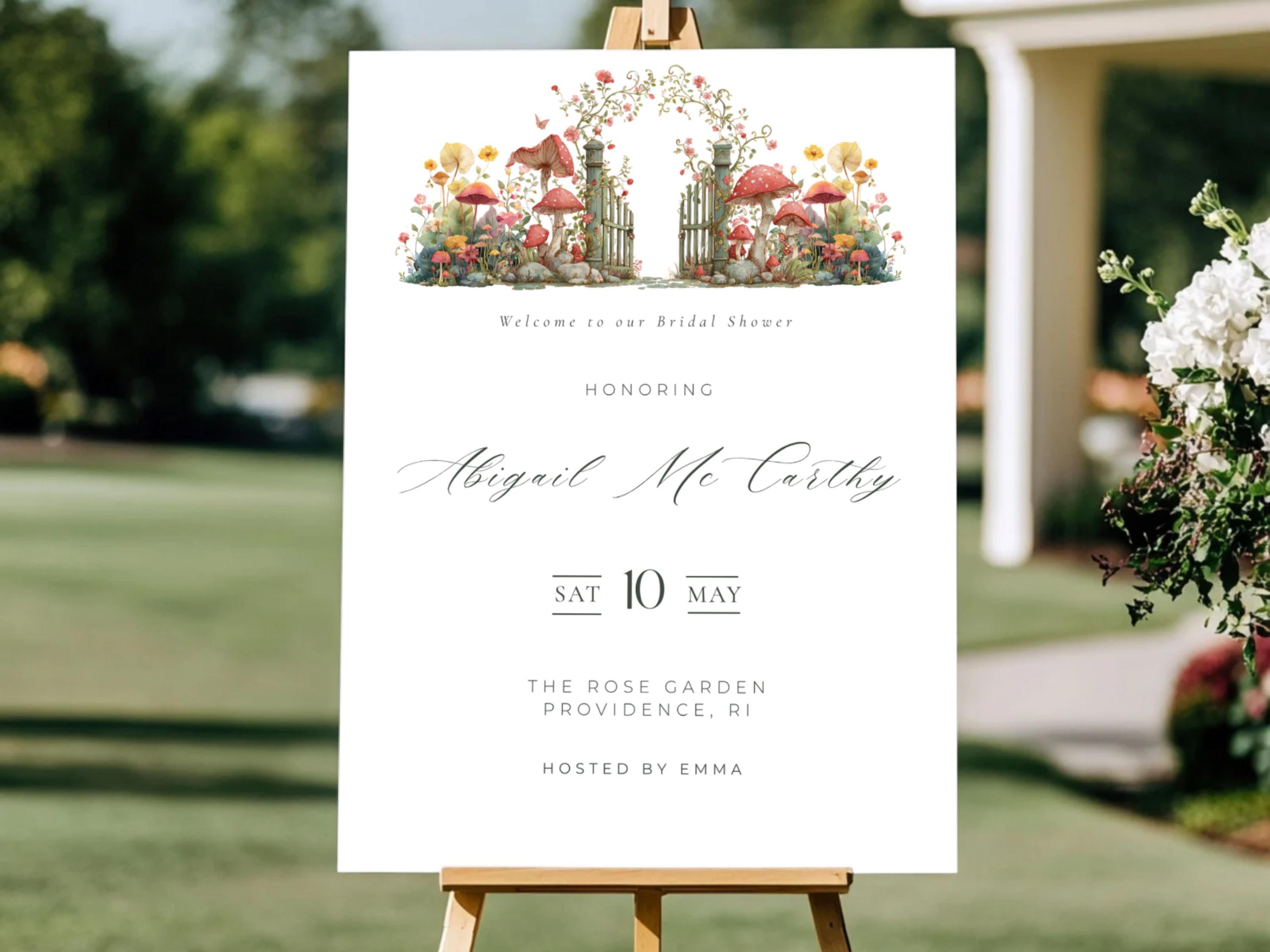 Garden Gate Bridal Shower Welcome Sign: Floral Canva Template