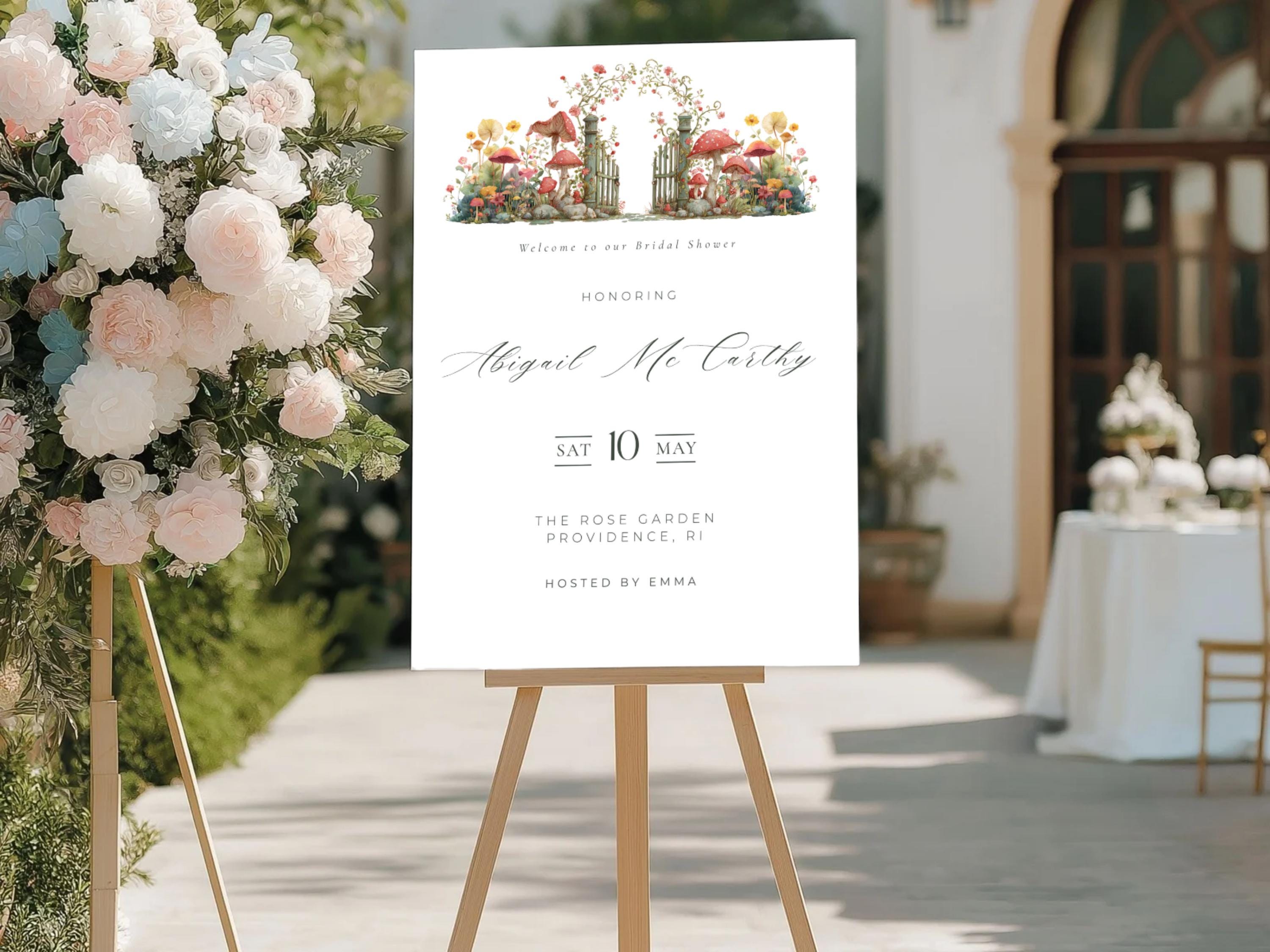 Garden Gate Bridal Shower Welcome Sign: Floral Canva Template