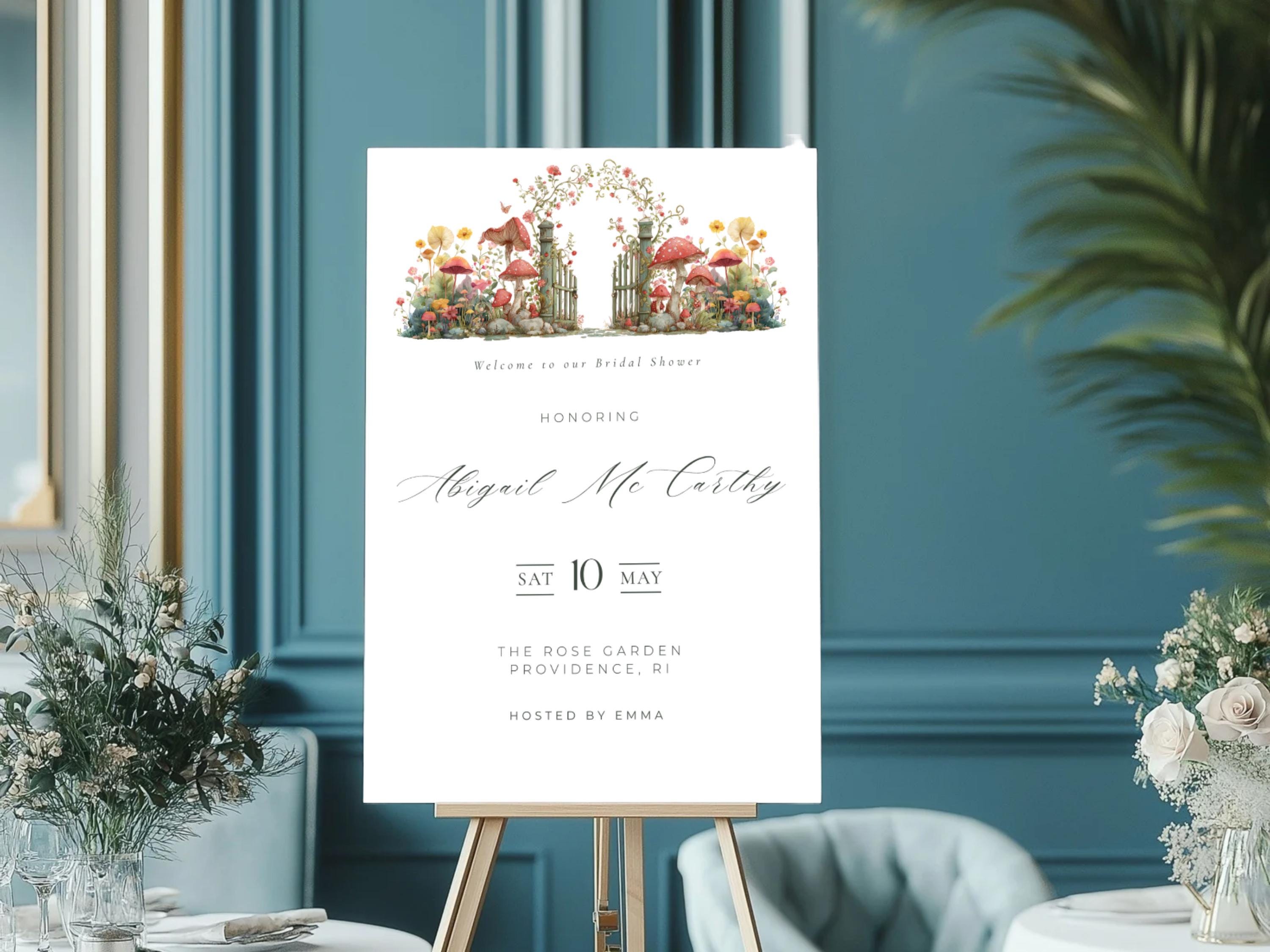 Garden Gate Bridal Shower Welcome Sign: Floral Canva Template