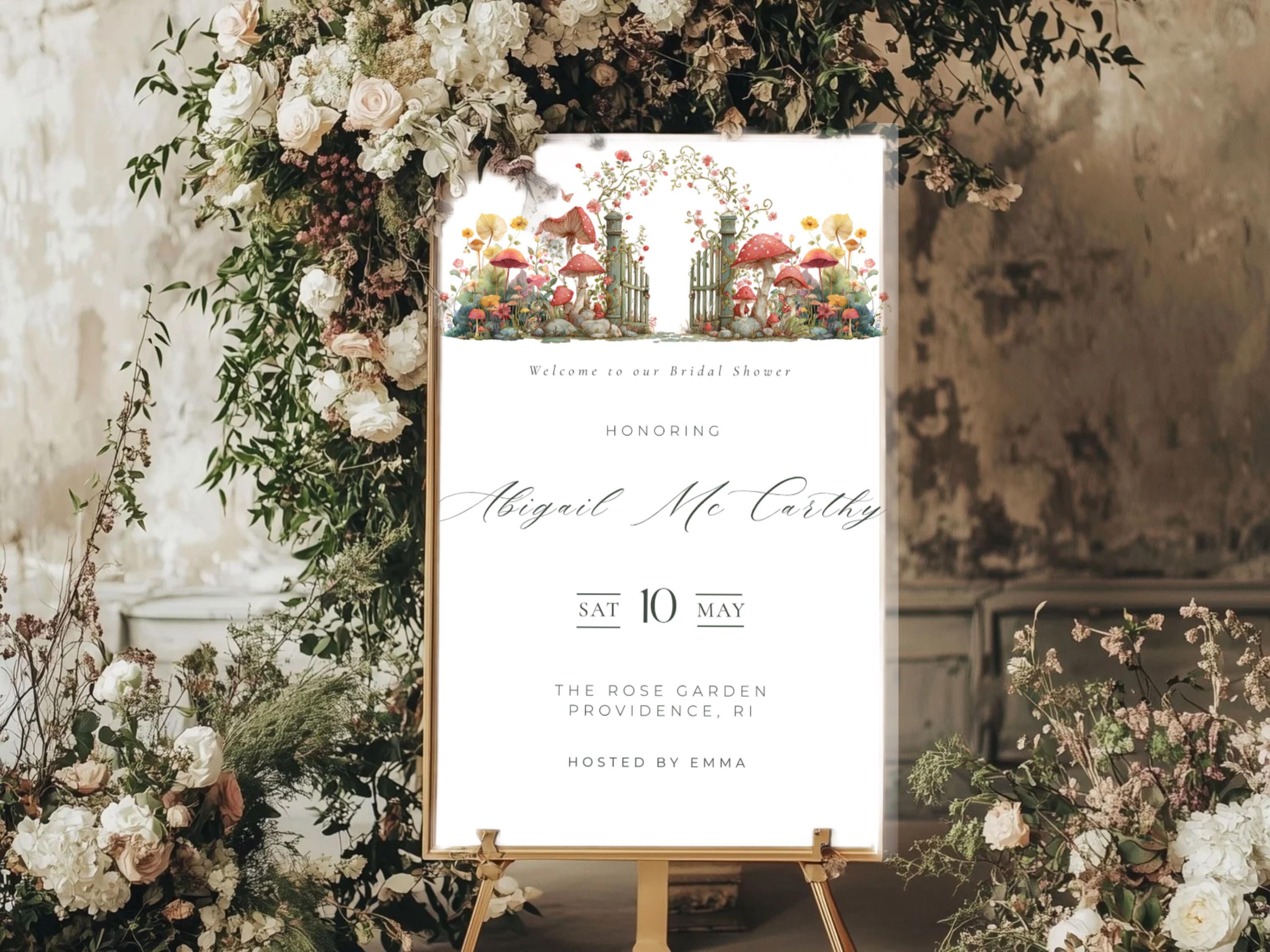 Garden Gate Bridal Shower Welcome Sign: Floral Canva Template