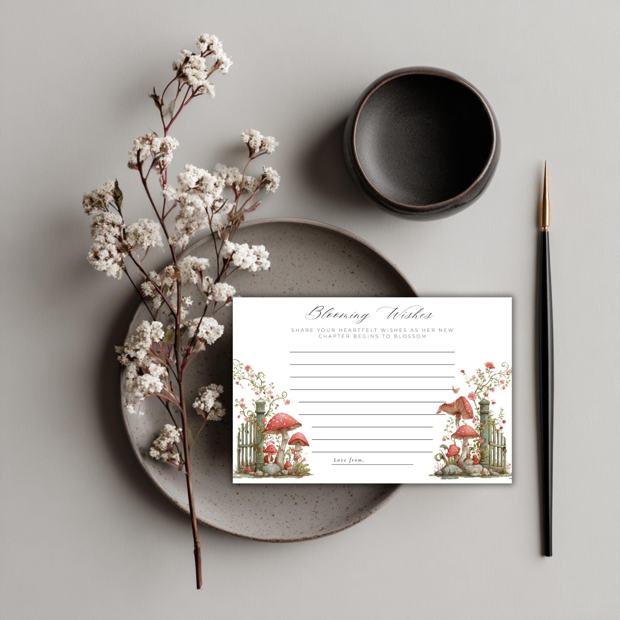 Floral Garden Bridal Shower Well Wishes Card (Editable Canva Template)