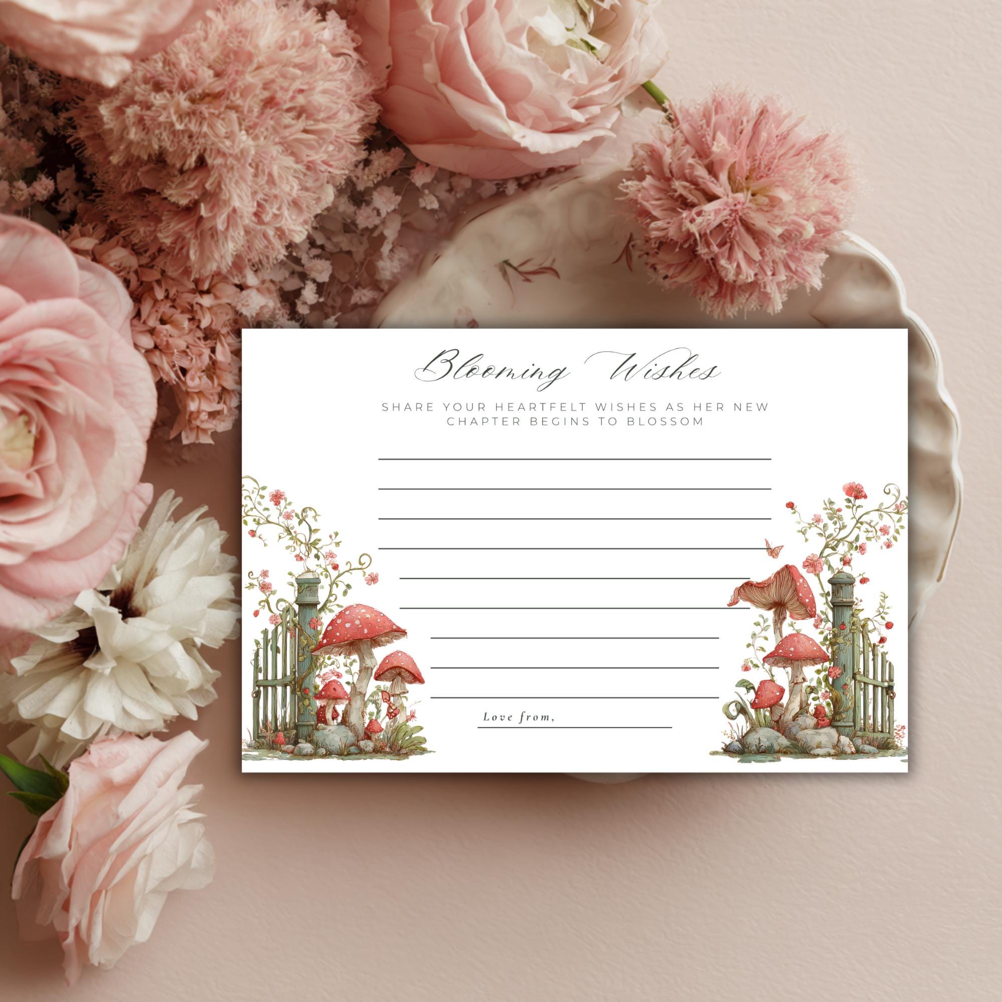 Floral Garden Bridal Shower Well Wishes Card (Editable Canva Template)