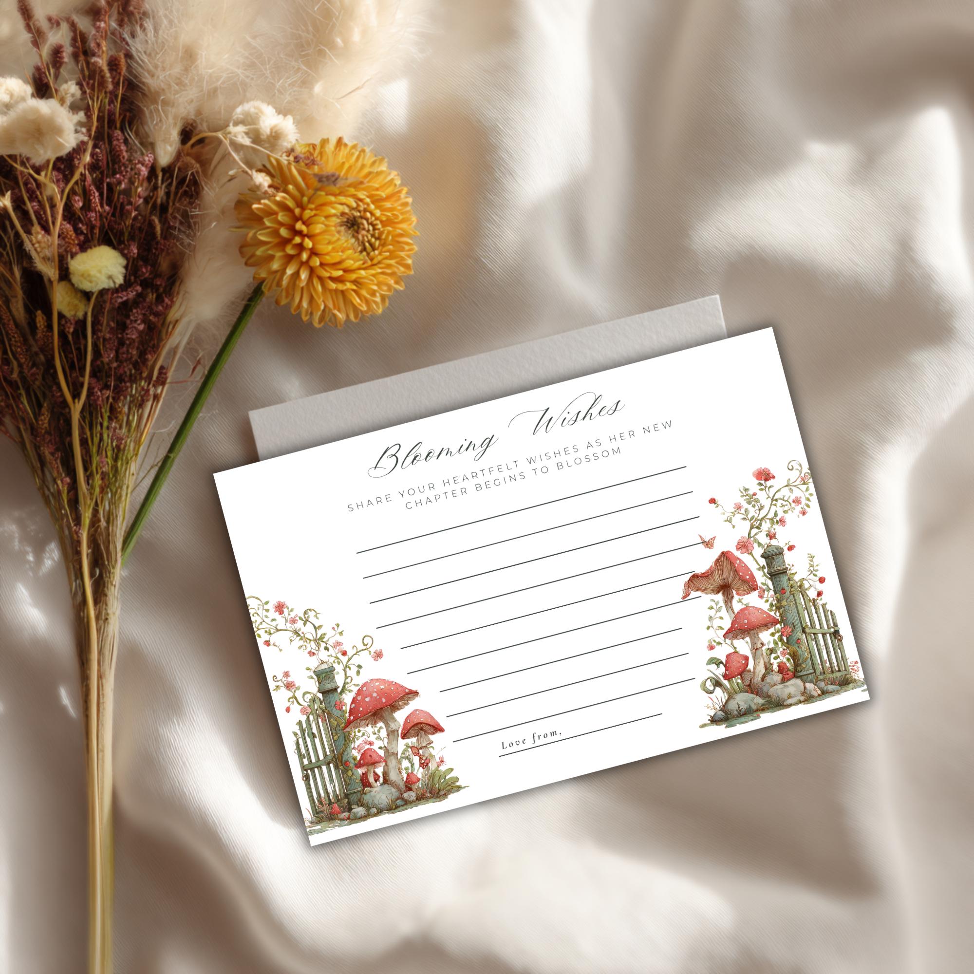 Floral Garden Bridal Shower Well Wishes Card (Editable Canva Template)