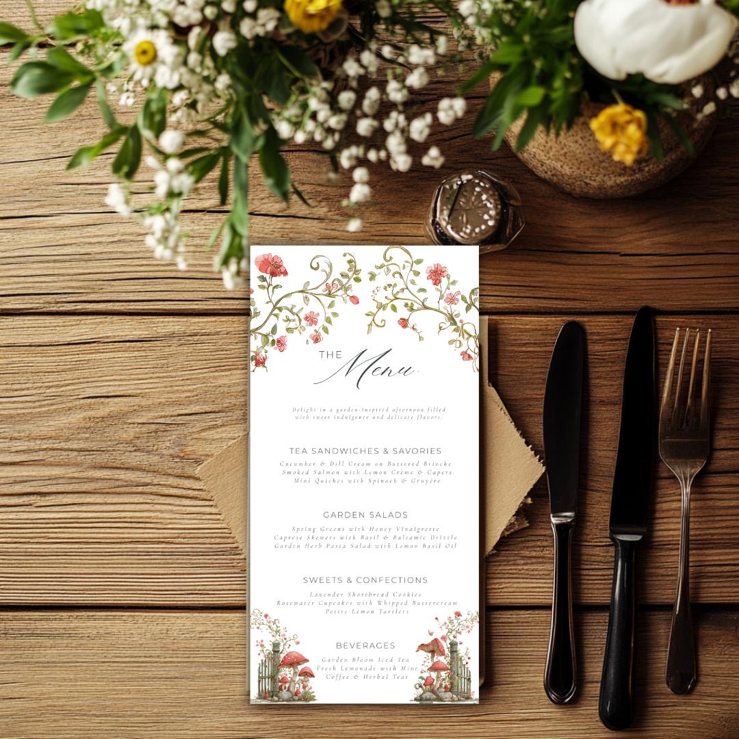 Garden Gate and Flowers Bridal Shower Suite - Elegant Canva Templates - Instant Download